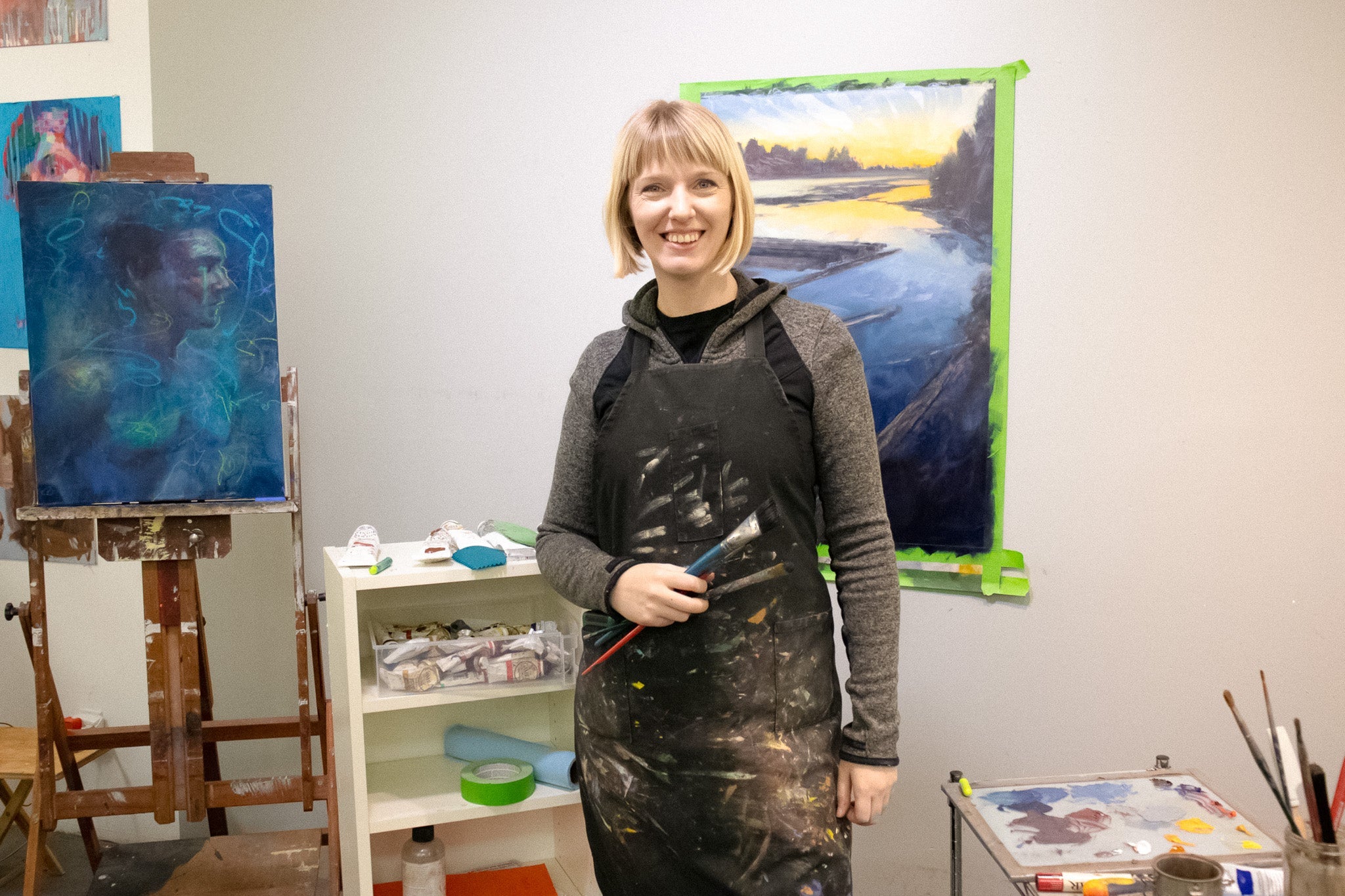 Justin Ogilvie working in his studio.