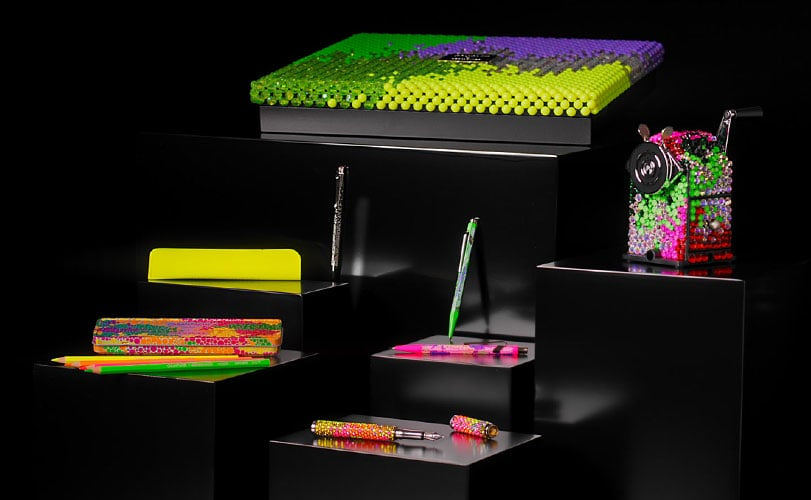 A collection of items from Caran d'Ache on display