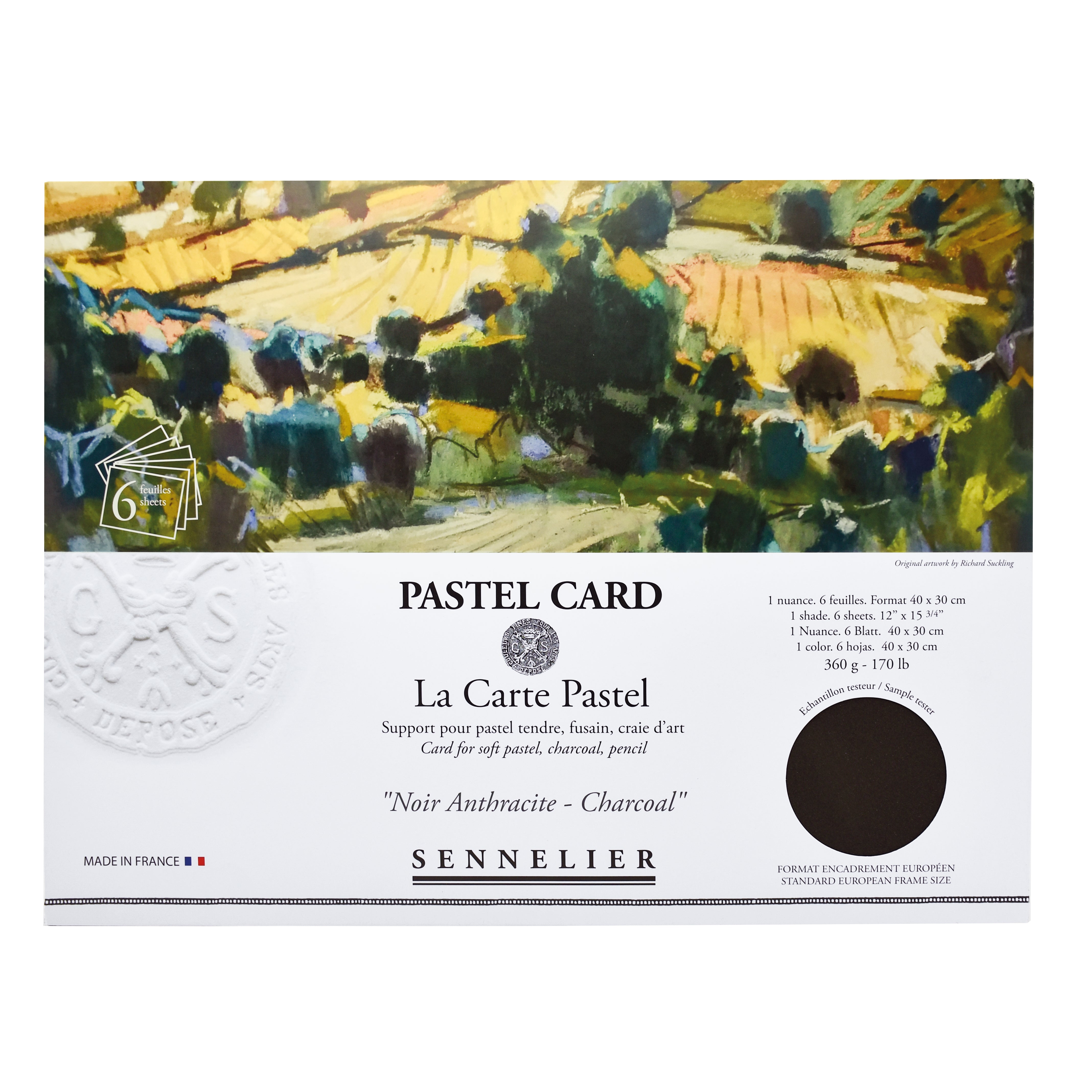 Sennelier La Carte Pastel Card Pack of 6 – 12"x16" 40x30cm Monochrome Charcoal