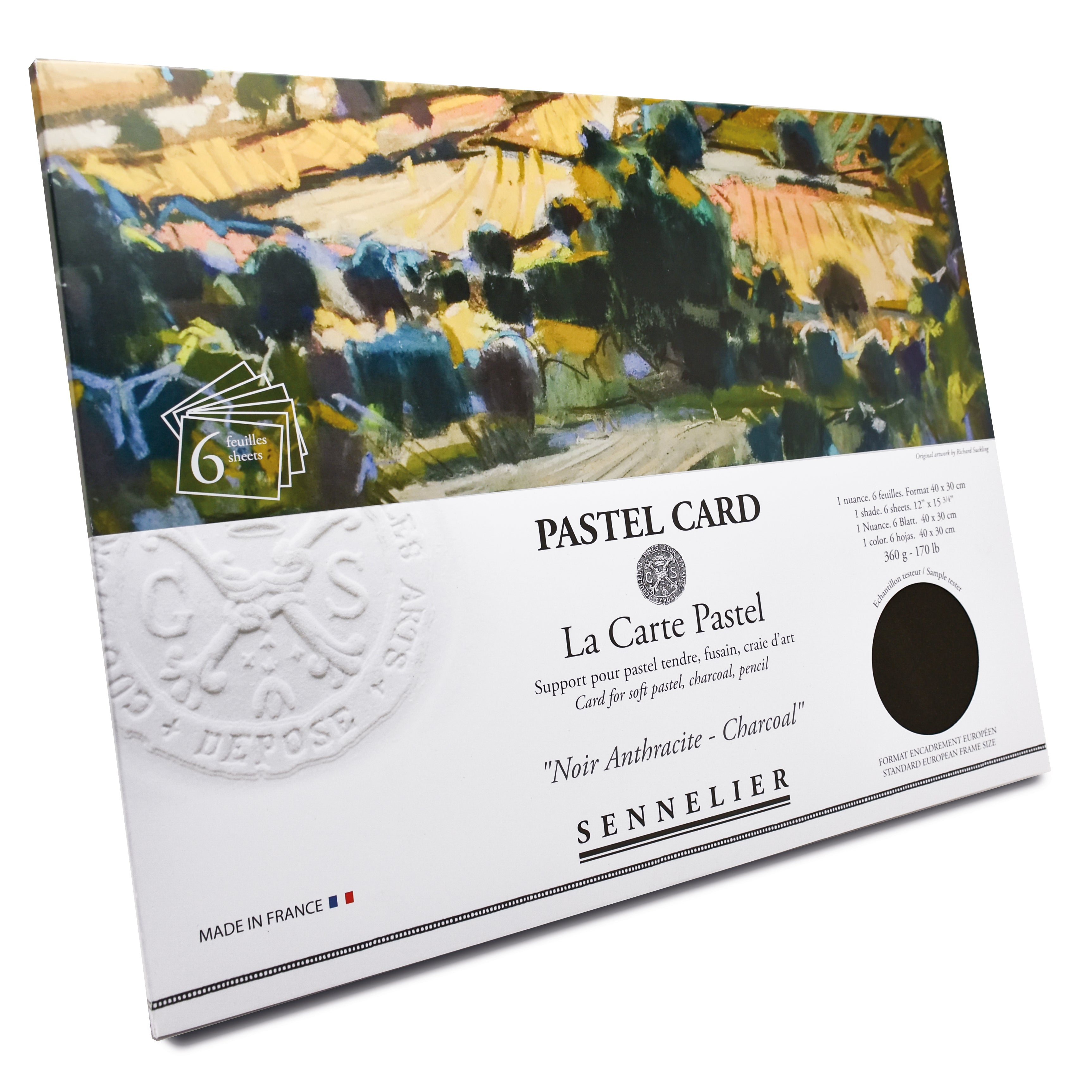 Sennelier La Carte Pastel Card Pack of 6 – 12"x16" 40x30cm Monochrome Charcoal