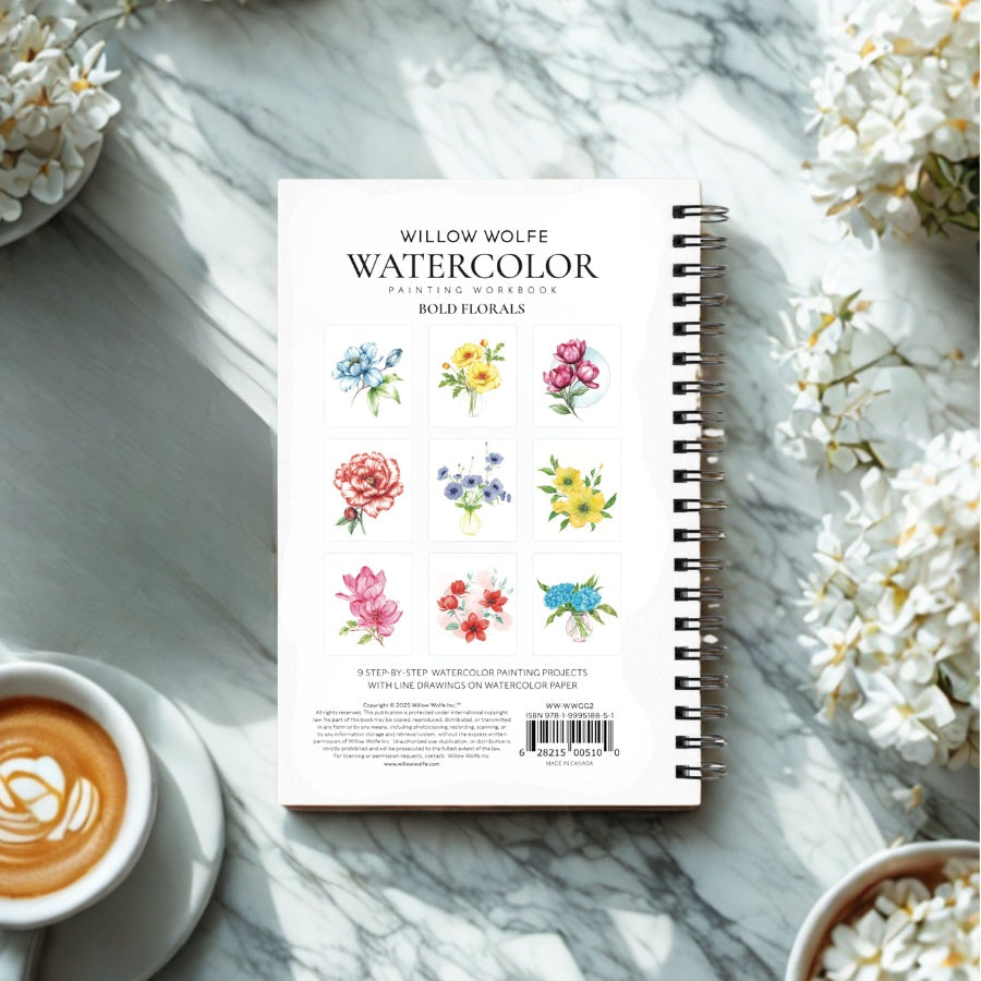 Willow Wolfe Watercolor Workbook - Bold Florals