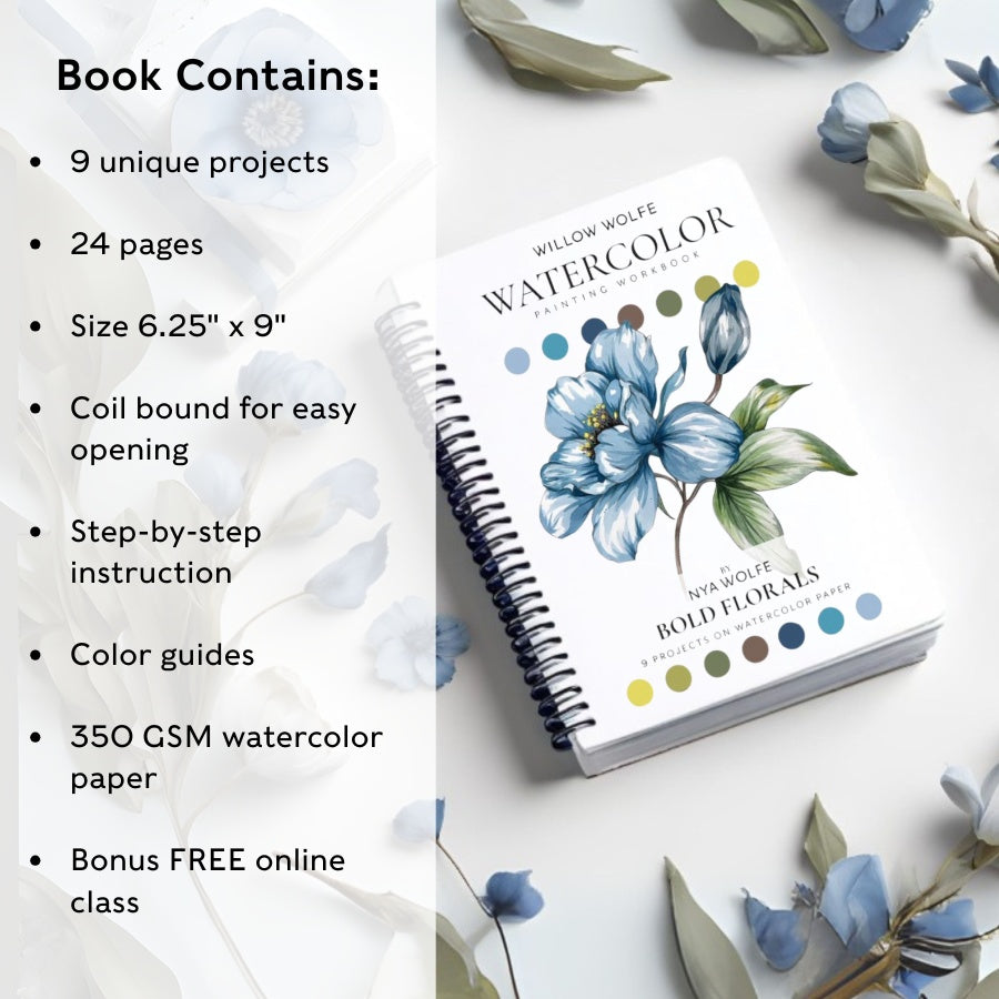 Willow Wolfe Watercolor Workbook - Bold Florals