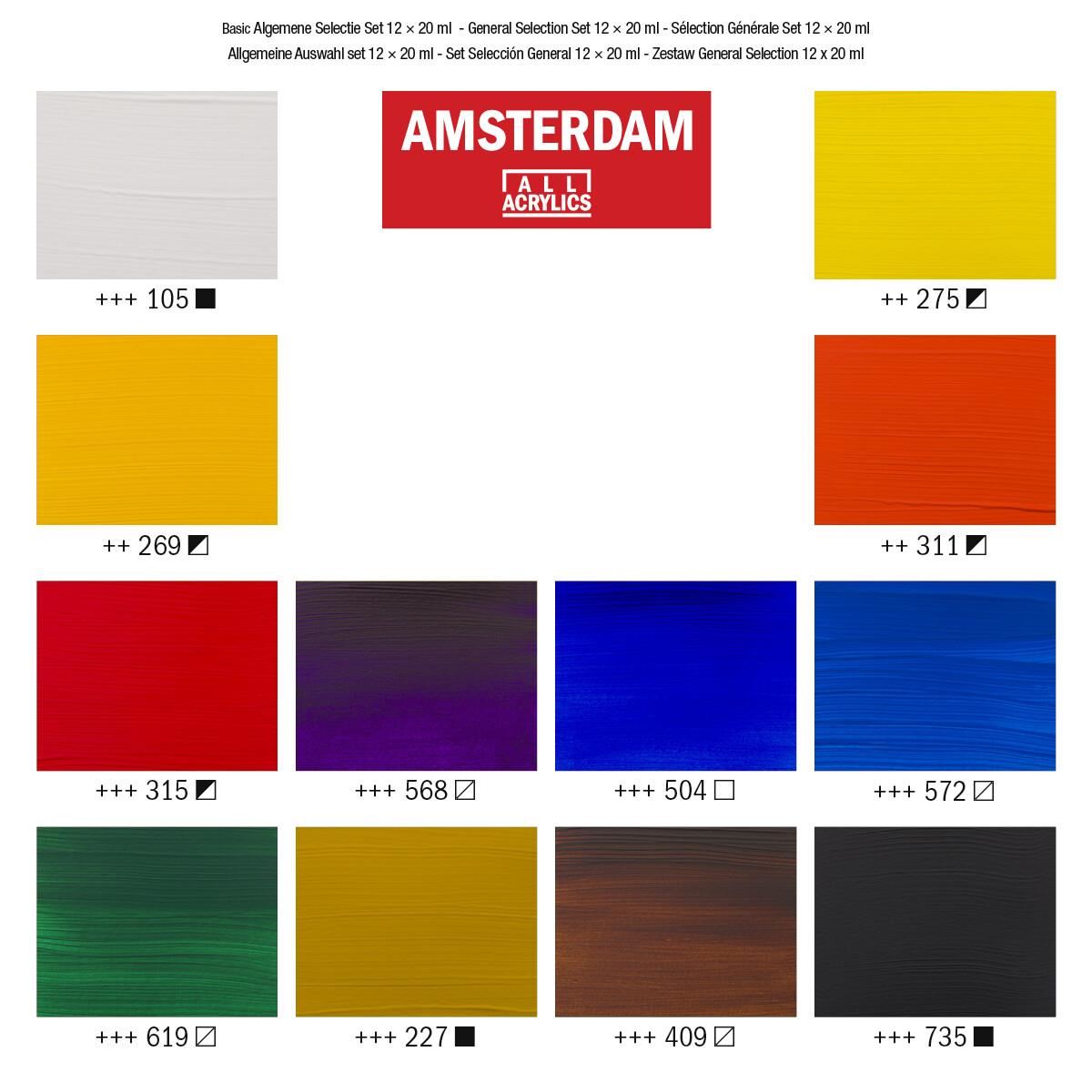 Amsterdam Standard Series Acrylic - General Selection Set of 12 x 20ml