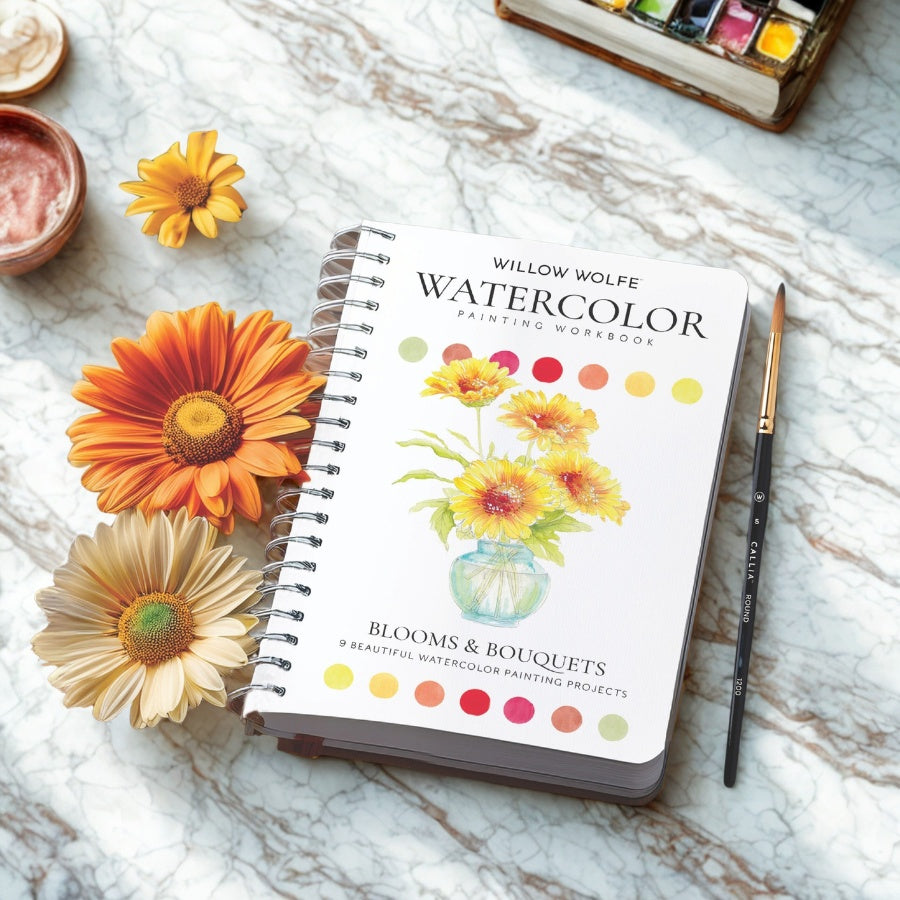 Willow Wolfe Watercolor Workbook - Blooms & Bouquets