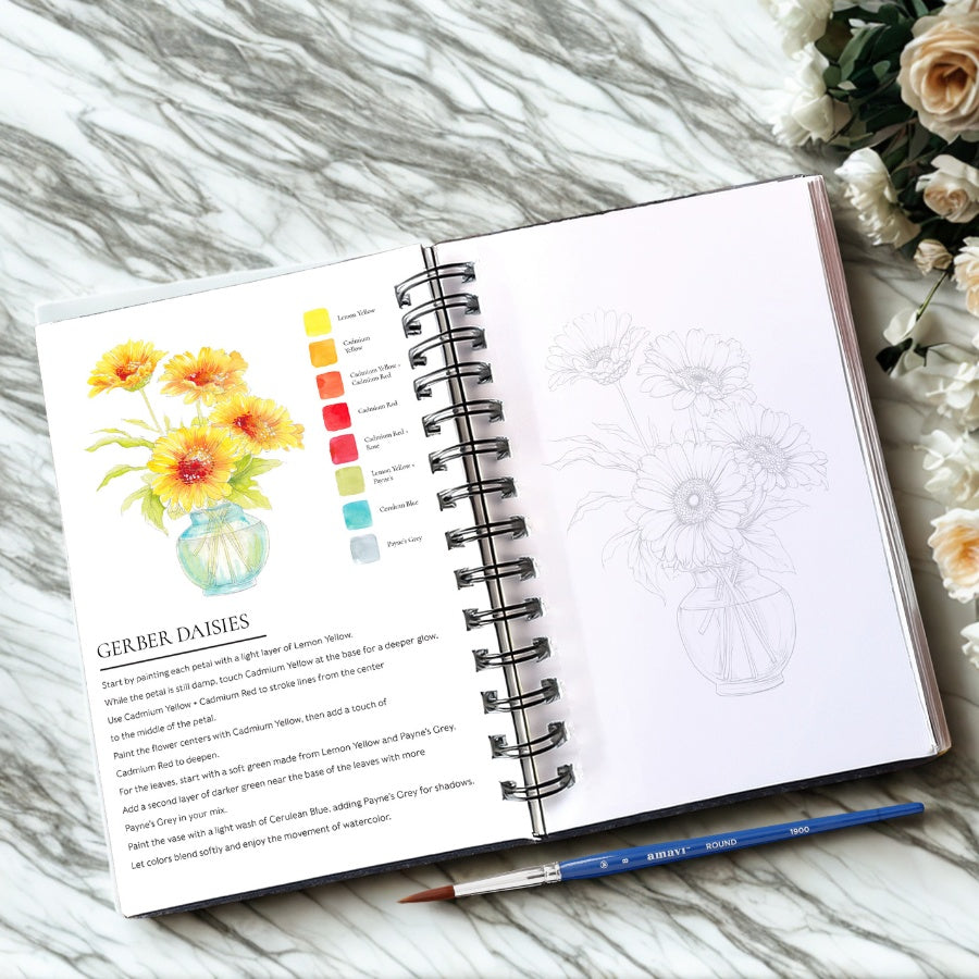 Willow Wolfe Watercolor Workbook - Blooms & Bouquets
