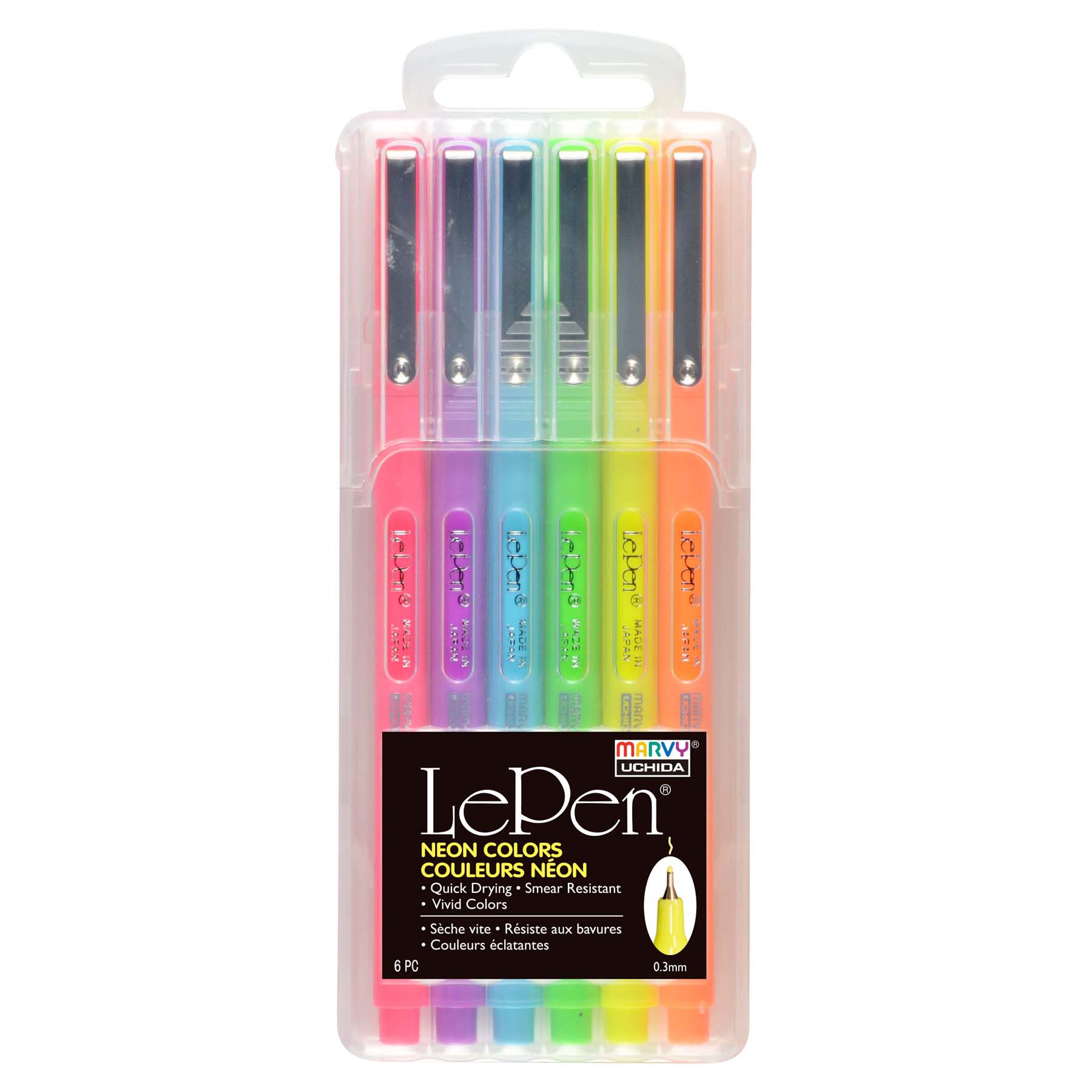 Marvy Uchida Le Pen 0.3mm Neon Set of 6