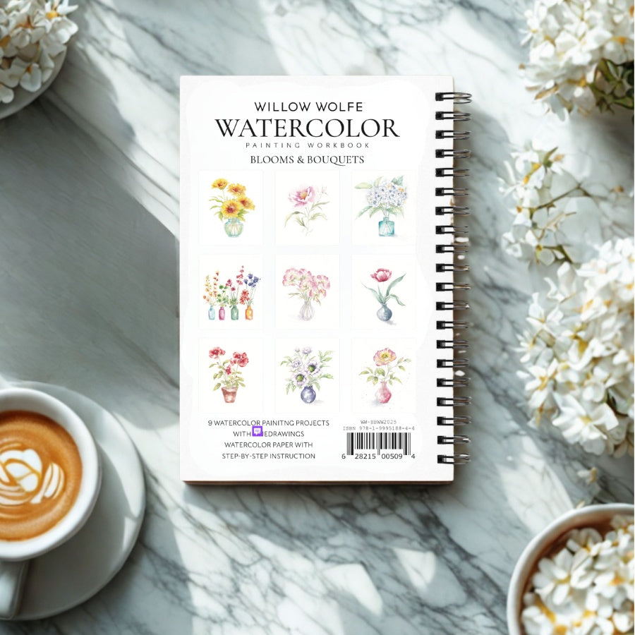 Willow Wolfe Watercolor Workbook - Blooms & Bouquets