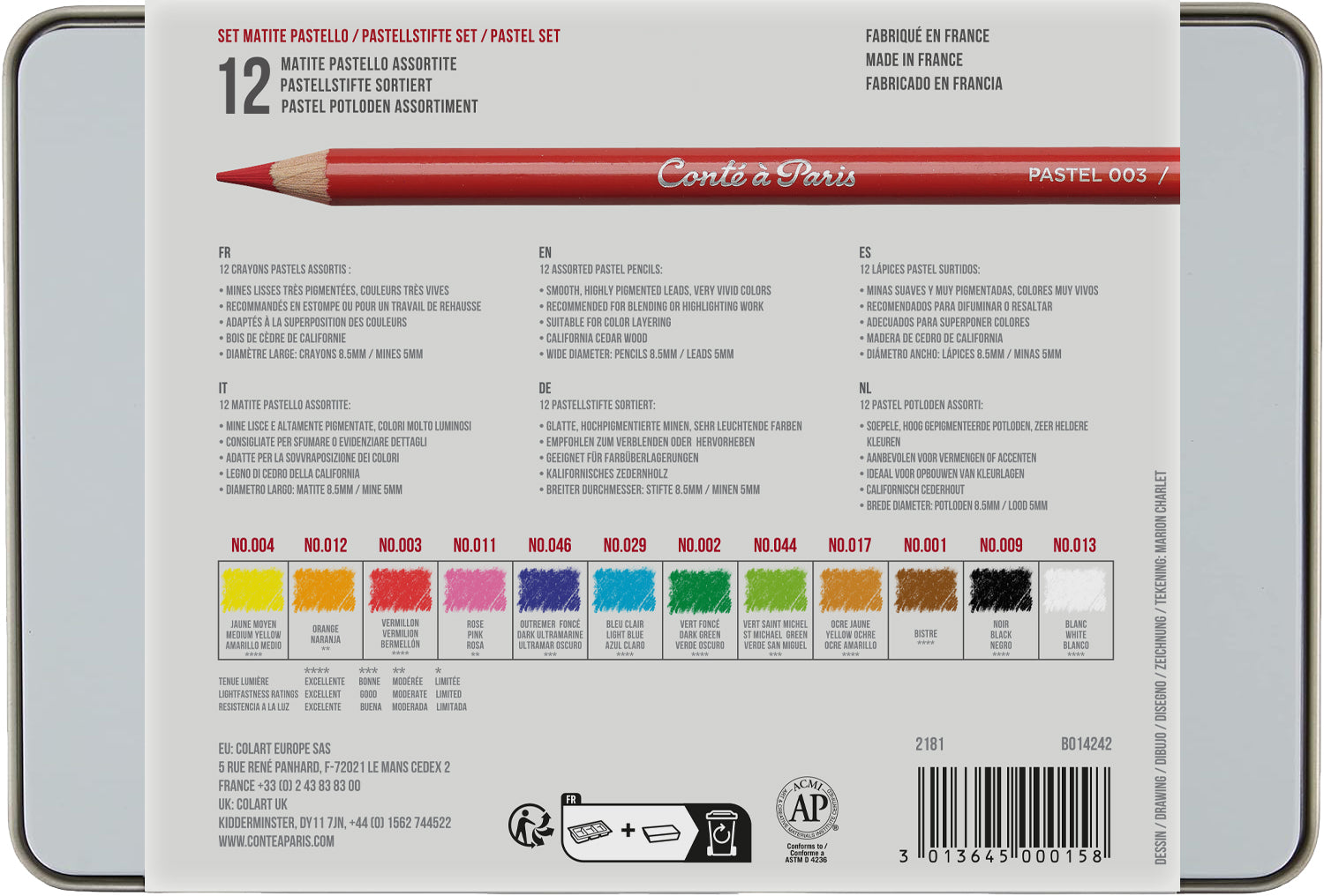Conte a Paris Pastel Pencils Set of 12