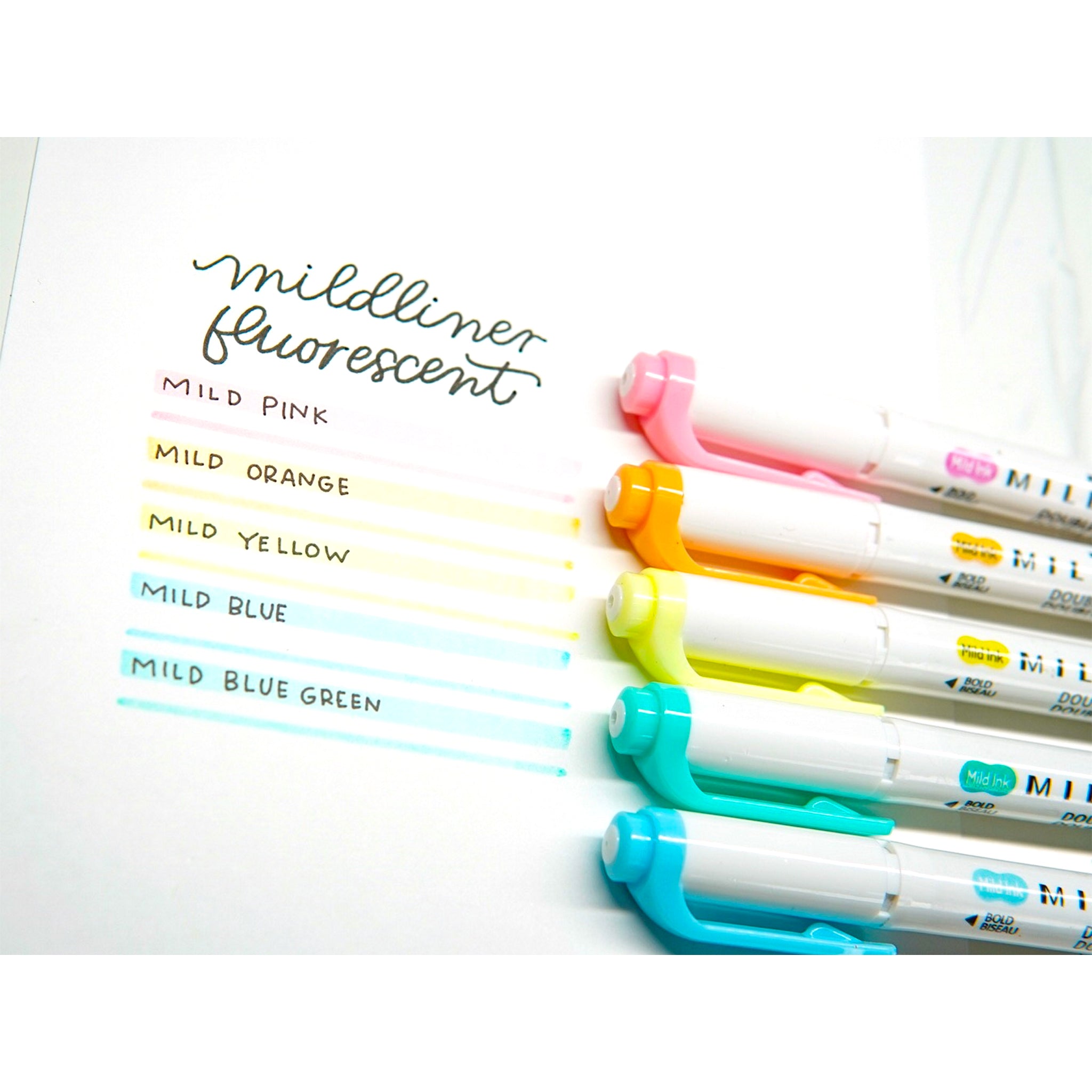 Zebra Mildliner Double Ended Highlighter Set of 5 - Fluorescent