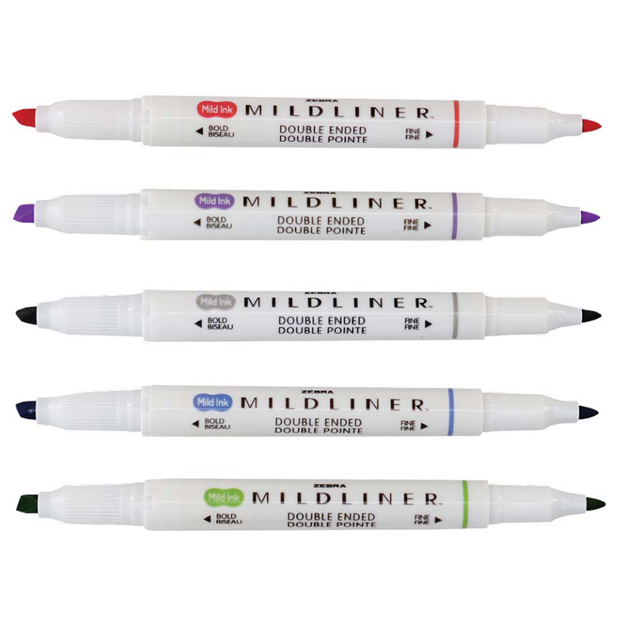 Zebra Mildliner Double Ended Highlighter Set of 5 - Cool & Refined