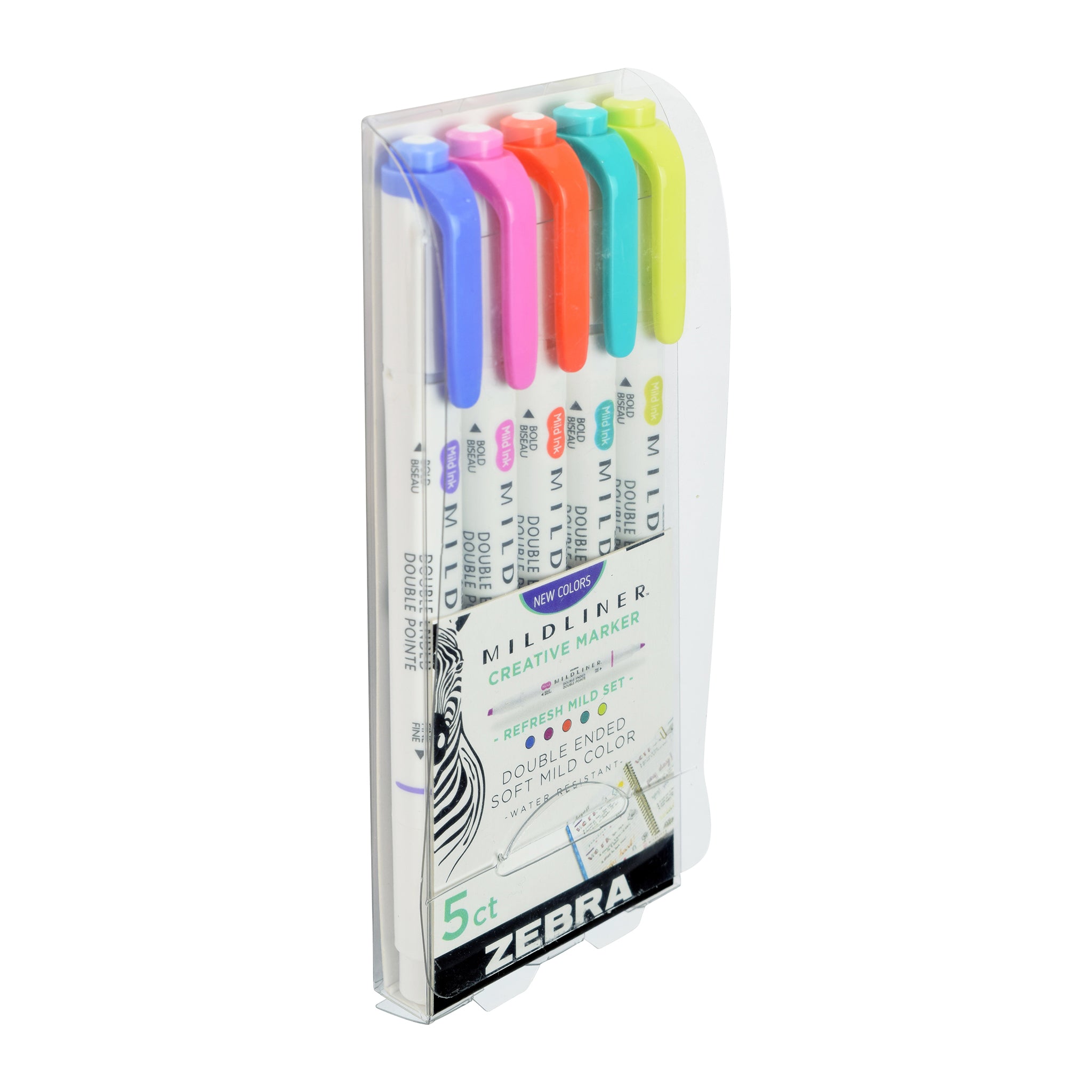 Zebra Mildliner Double Ended Highlighter Set of 5 - Refresh