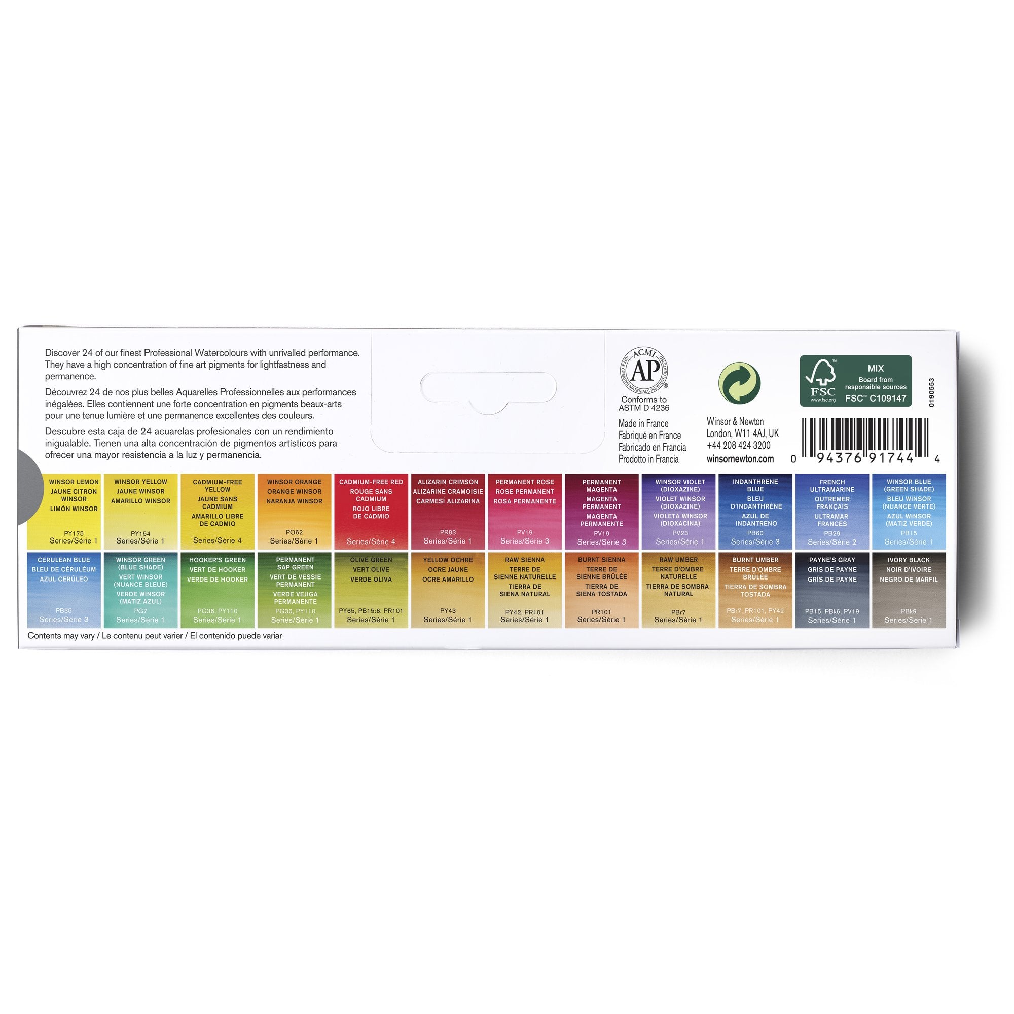 Winsor & Newton Professional Watercolour Set of 24 Complete Travel Tin