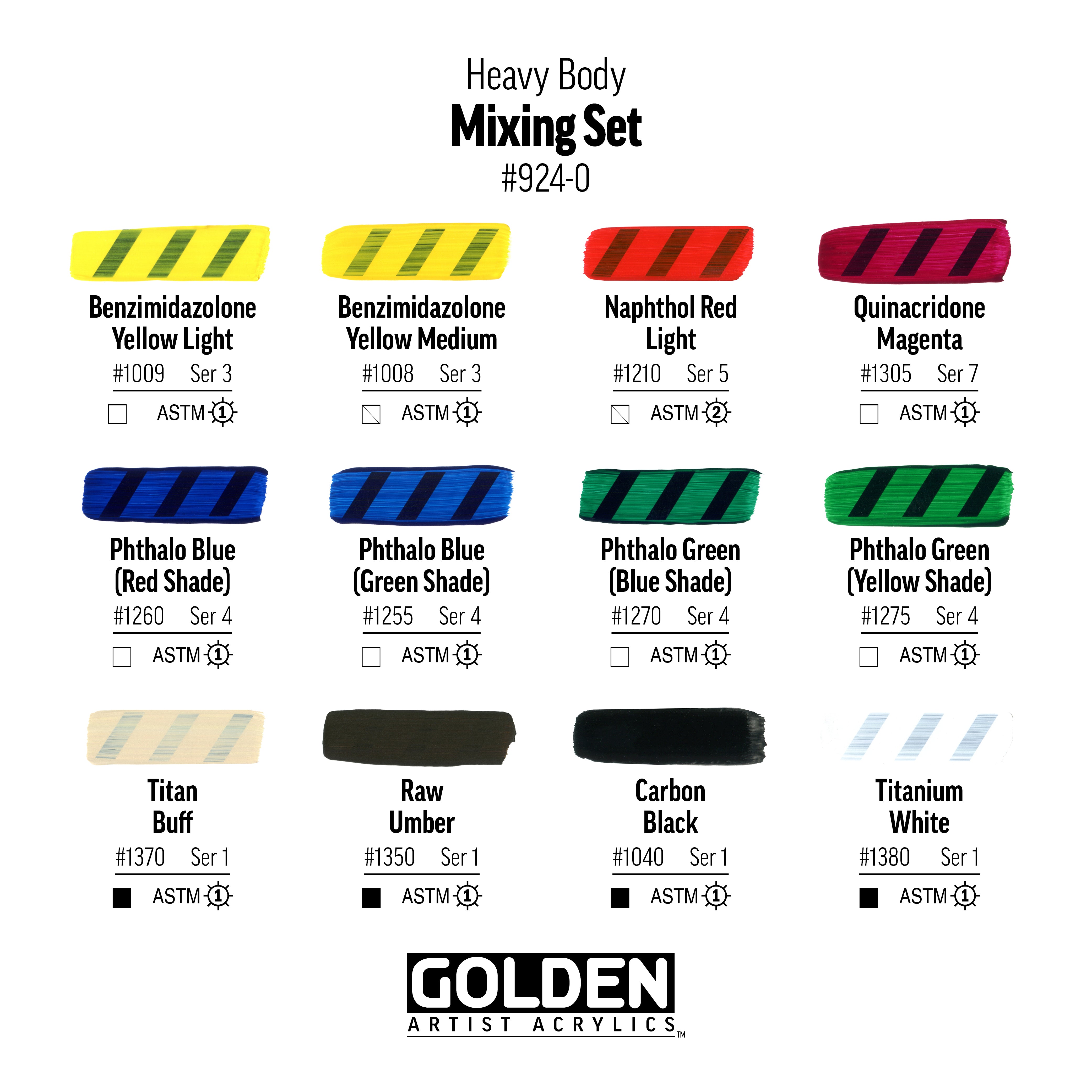 GOLDEN Heavy Body Acrylics Mixing Set of 12