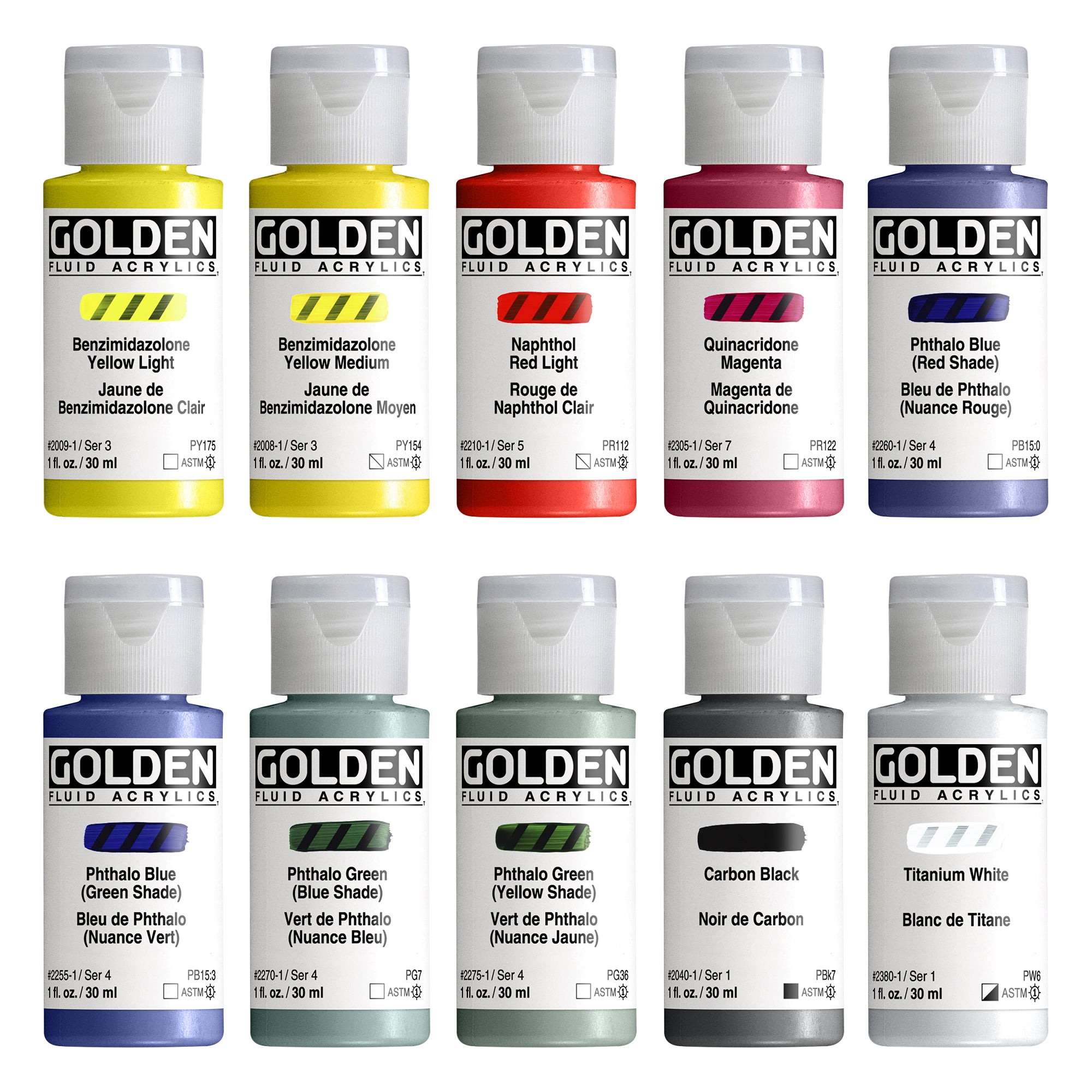 GOLDEN Fluid Acrylics Mixing Set of 10