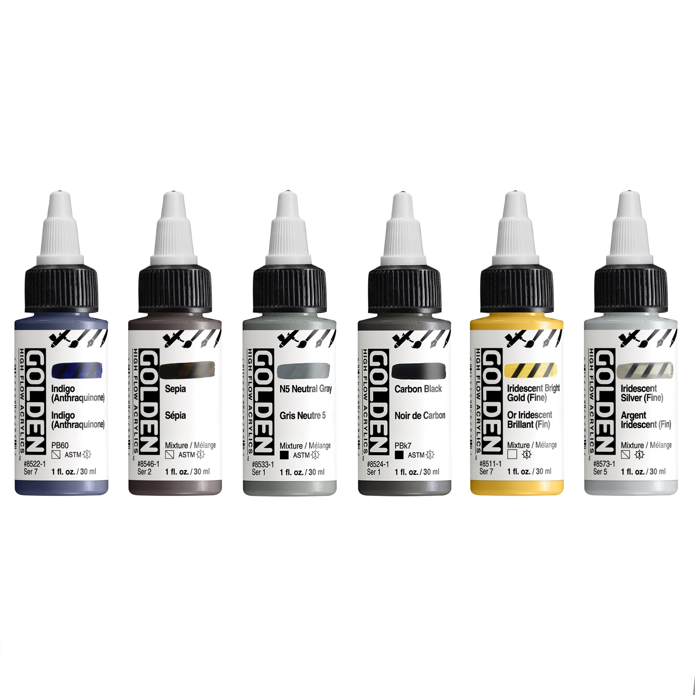 GOLDEN High Flow Acrylics Drawing & Lettering Set of 6