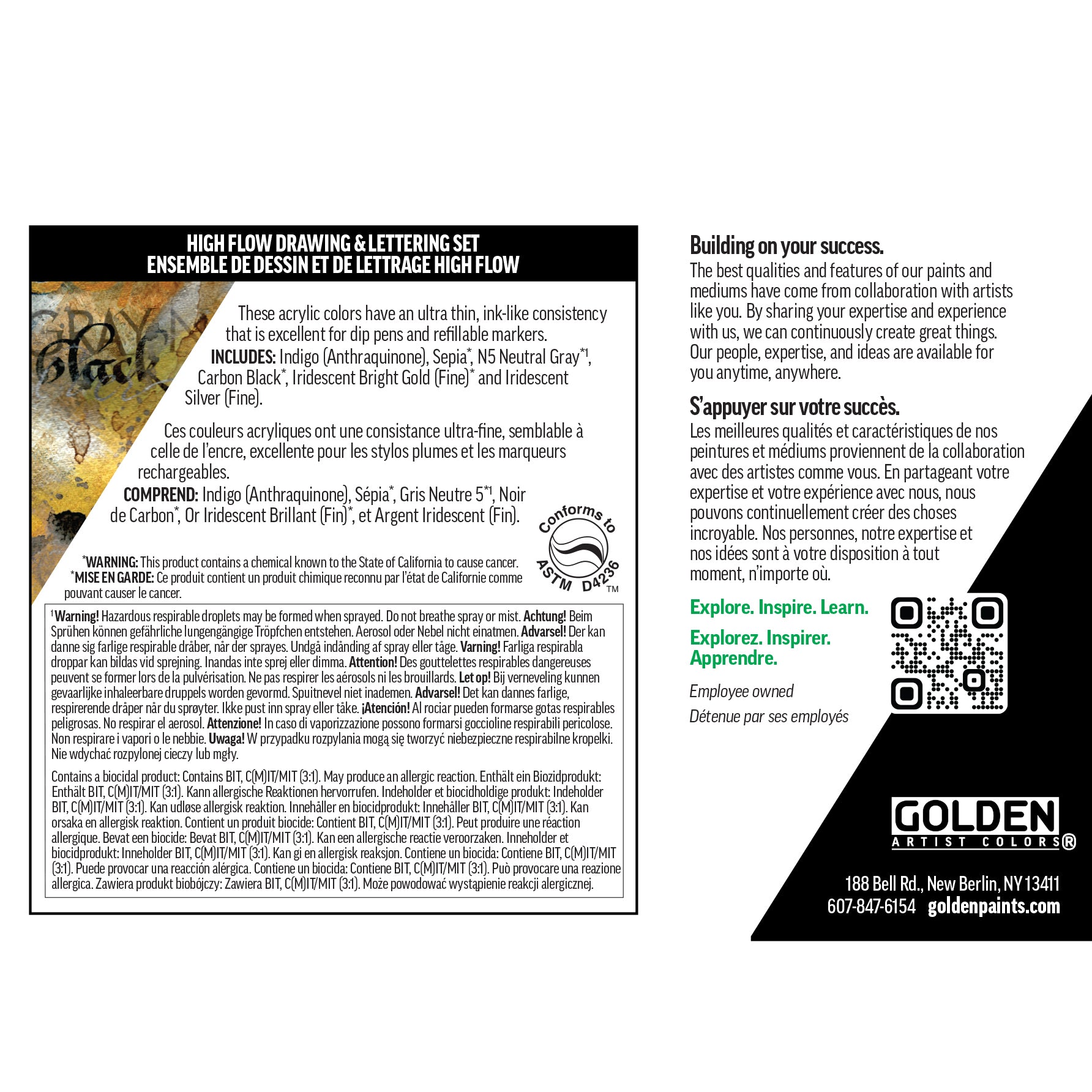 GOLDEN High Flow Acrylics Drawing & Lettering Set of 6