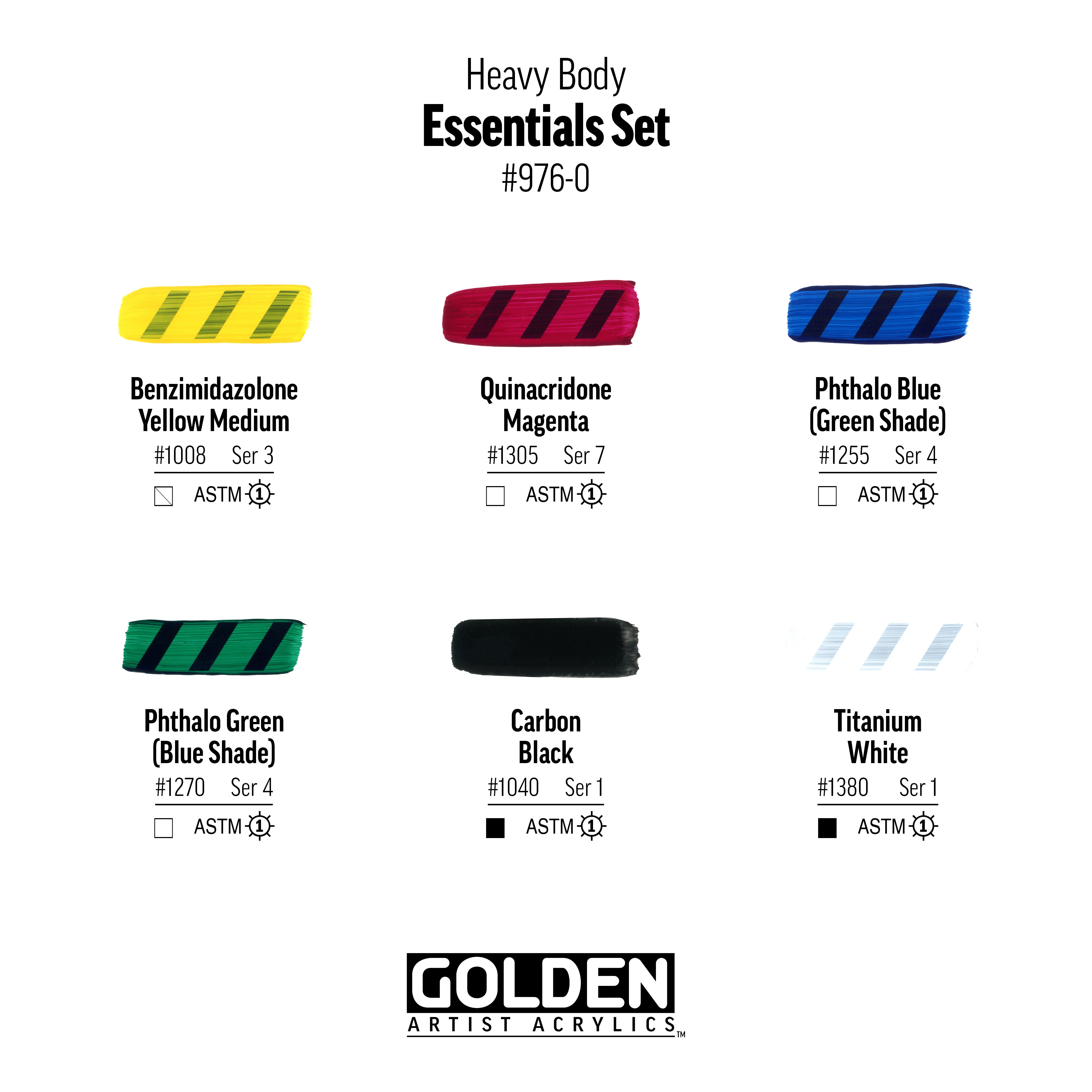 GOLDEN Heavy Body Acrylics Essentials Set of 6