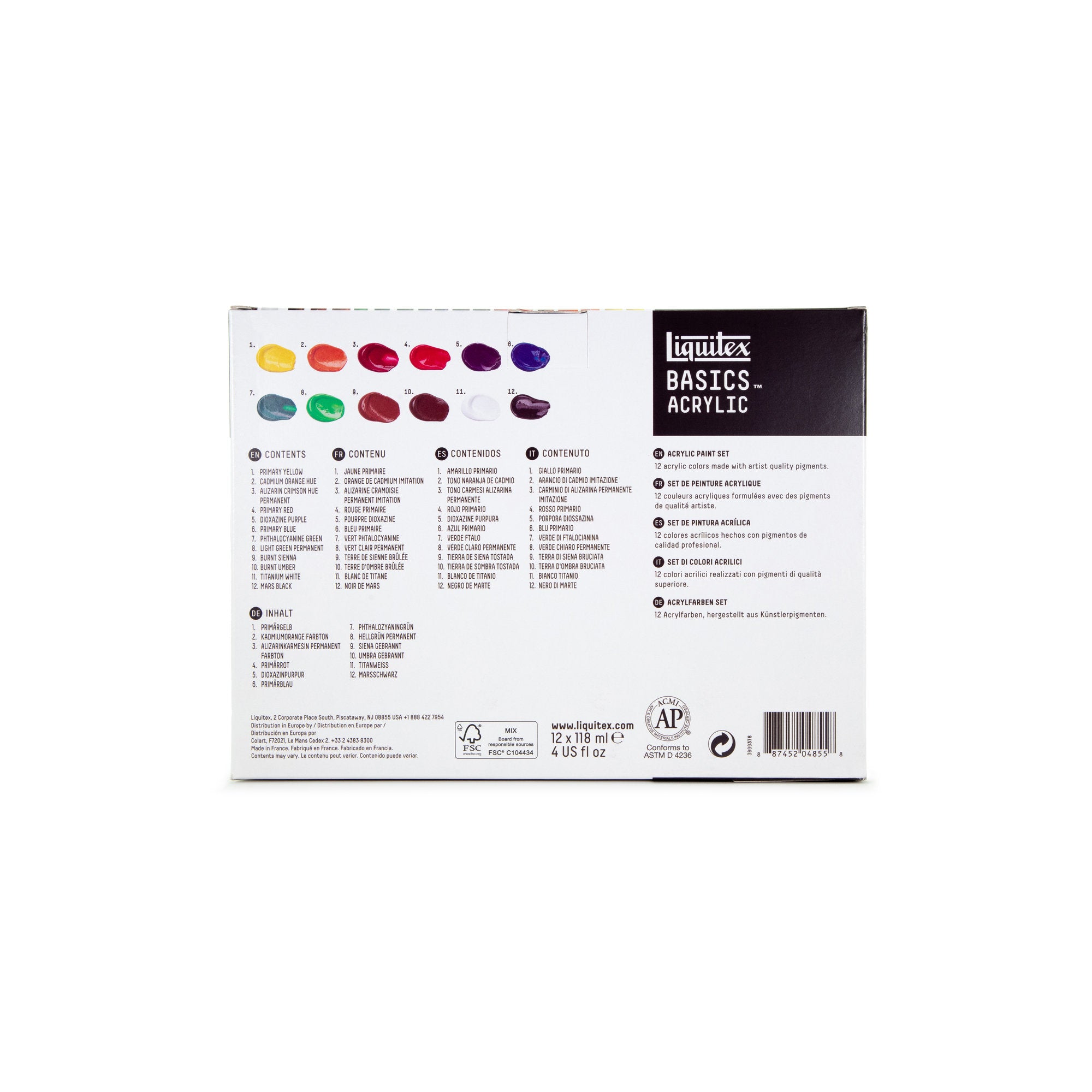 Liquitex BASICS Acrylic Set of 12 x 118ml Tubes