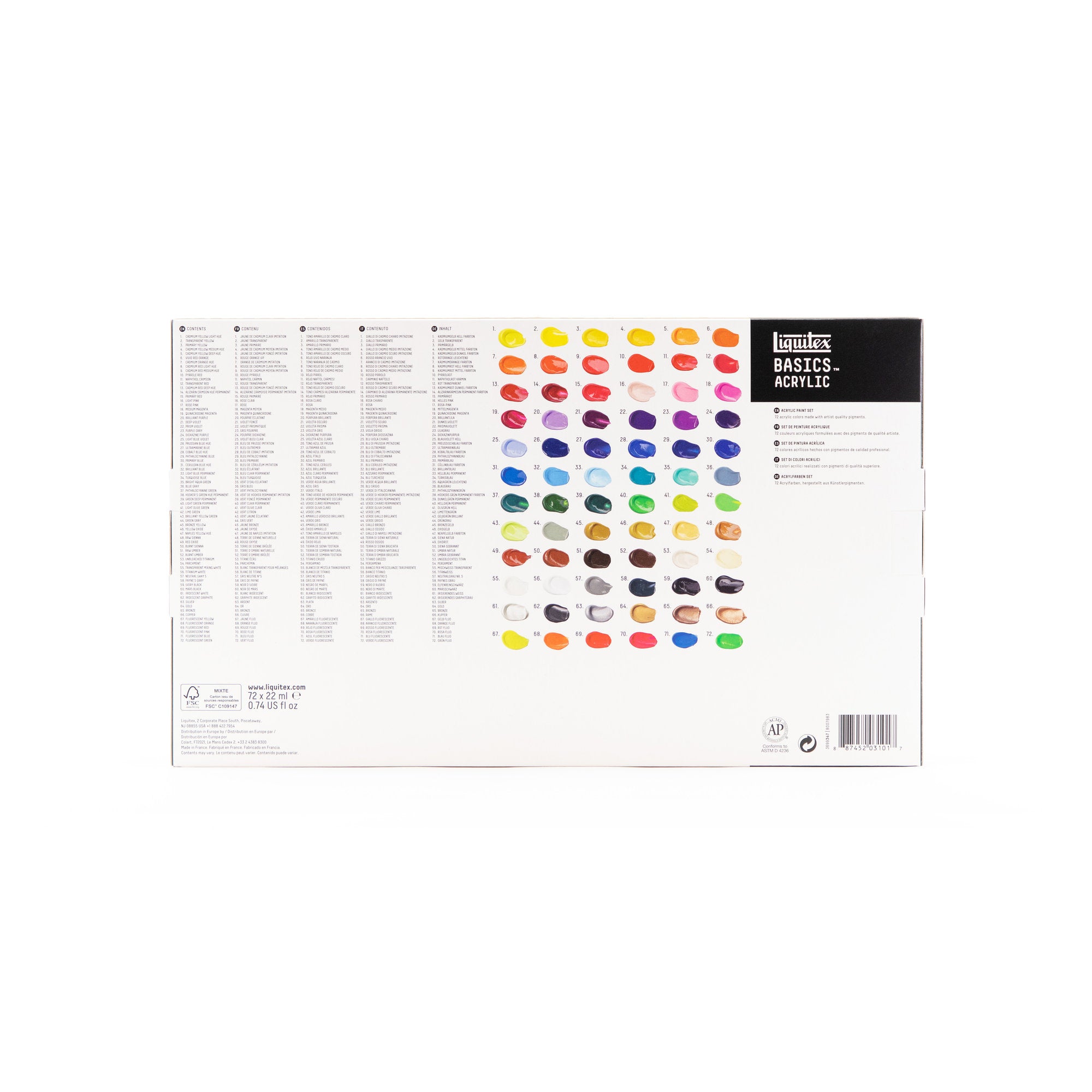 Liquitex BASICS Acrylic Set of 72 x 22ml Tubes