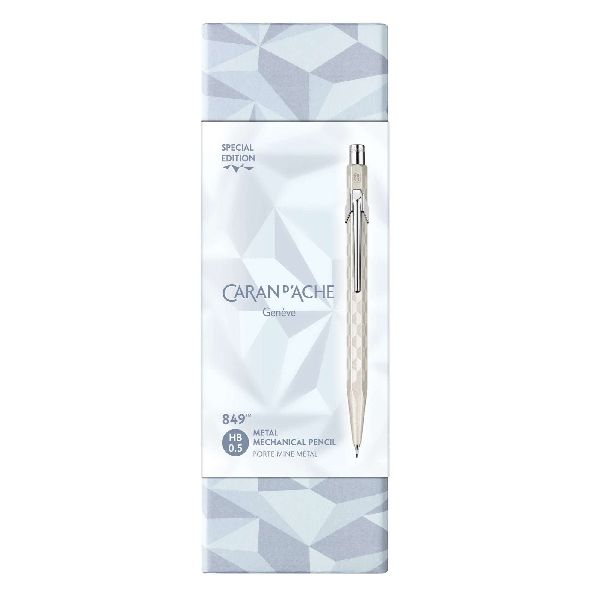 Caran d'Ache mechanical pencil with branded packaging on a white background