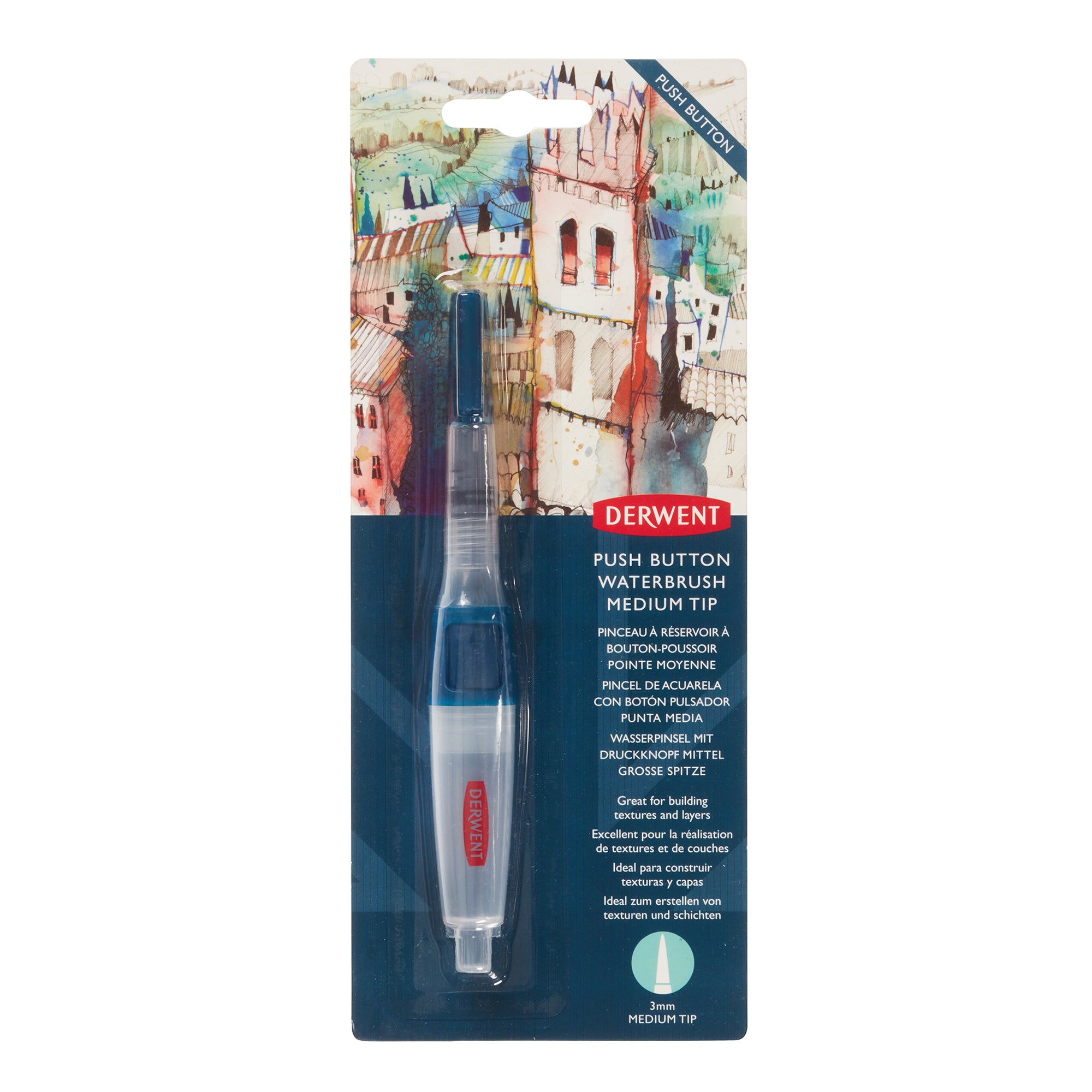 Derwent Push Button Waterbrush - Medium Tip