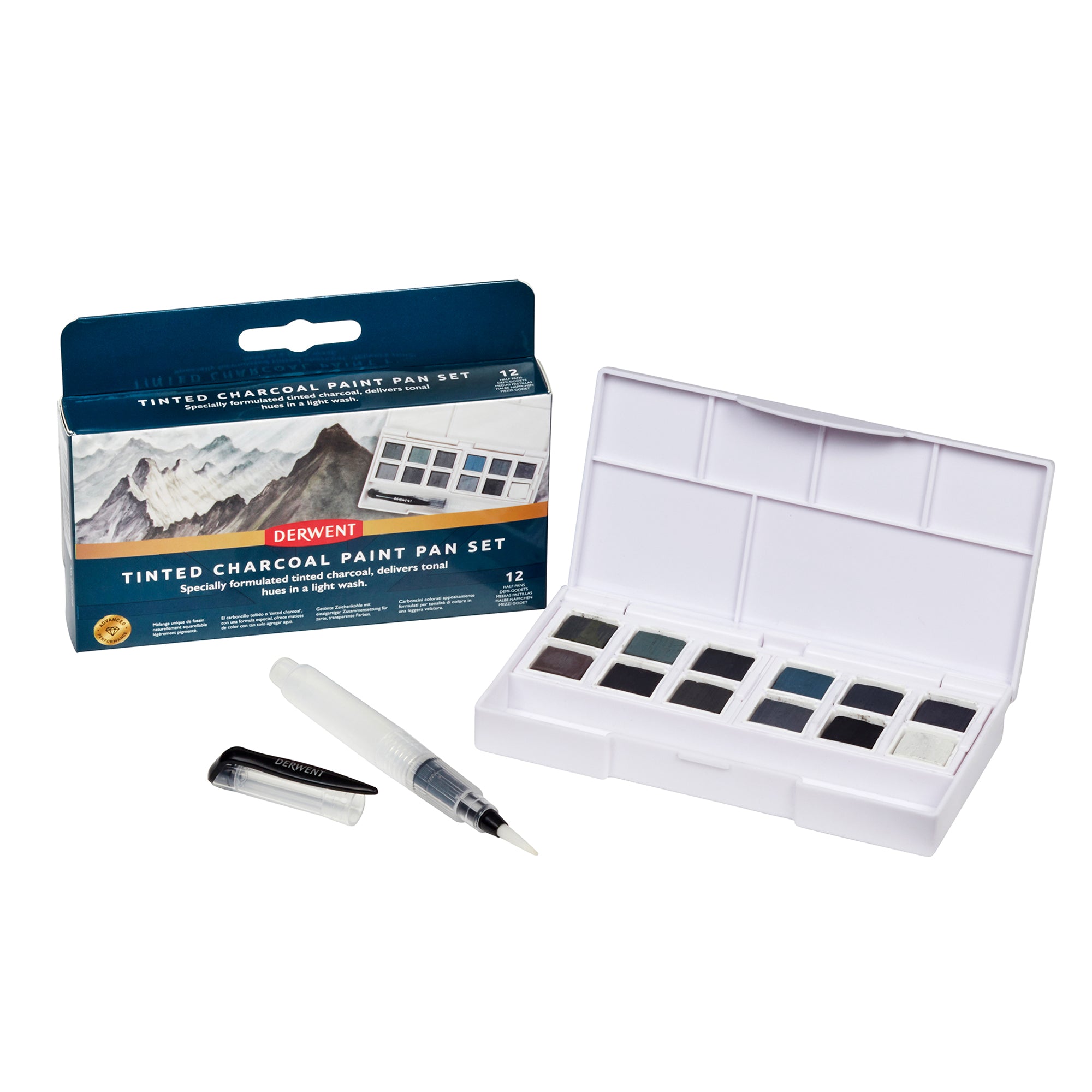 Derwent Tinted Charcoal Paint Pan Set of 12