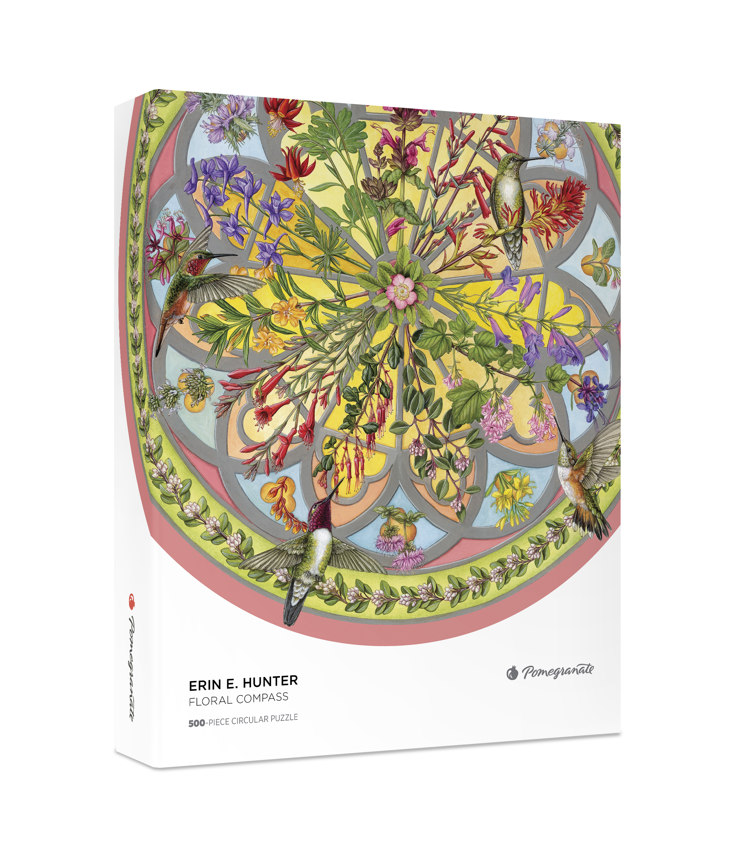 Erin E. Hunter: Floral Compass 500-Piece Circular Jigsaw Puzzle