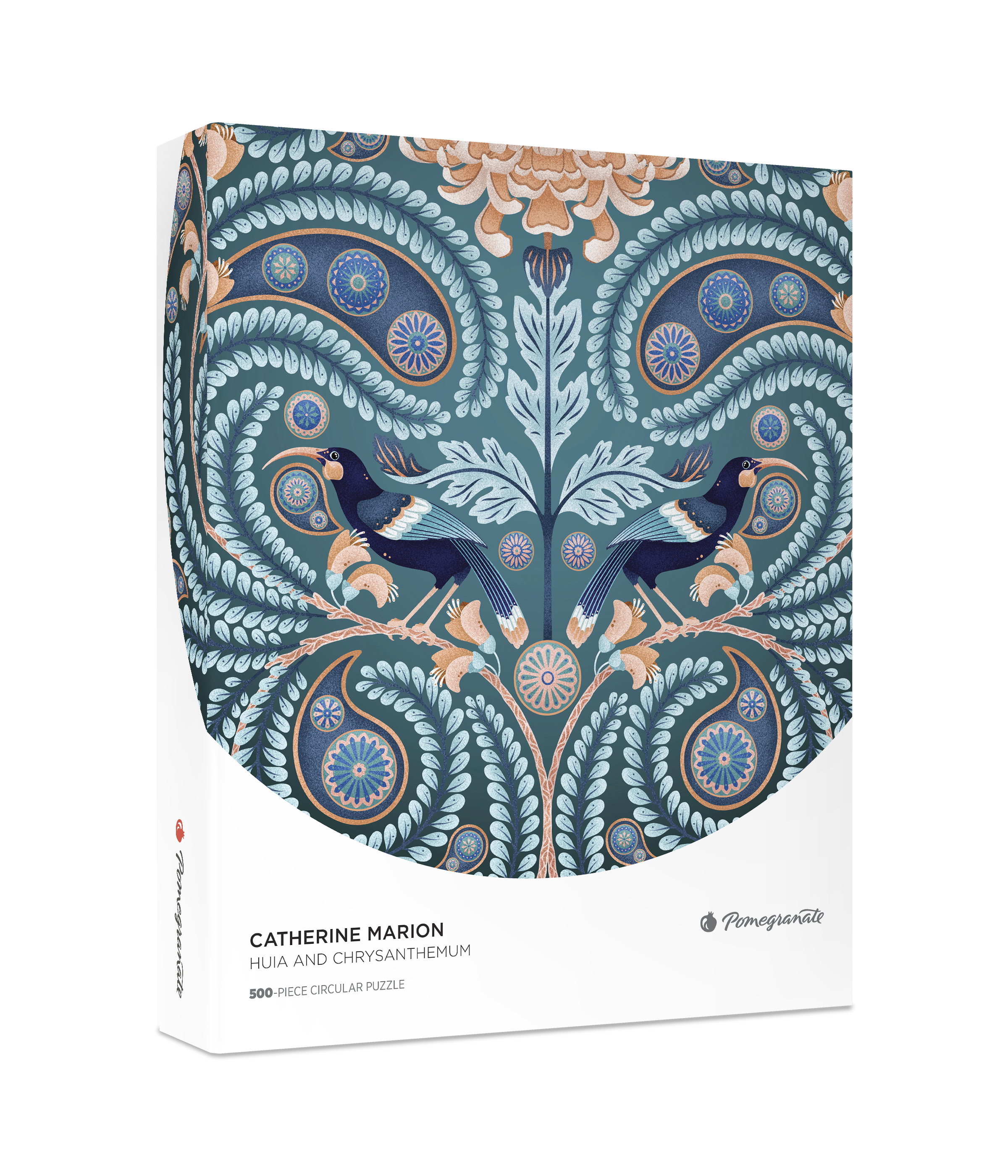Catherine Marion: Huia and Chrysanthemum 500-Piece Circular Jigsaw Puzzle