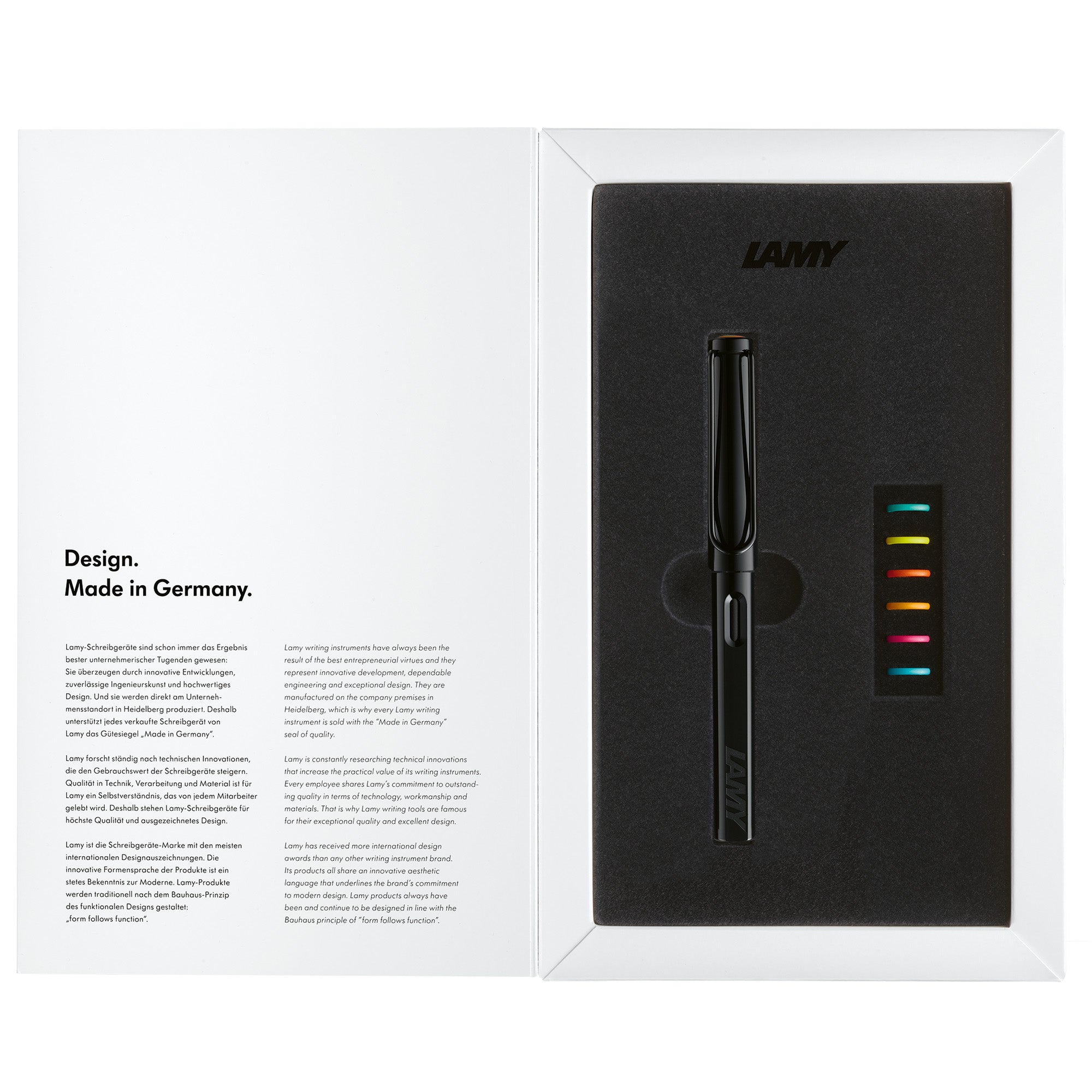 LAMY Safari All Black with Multi-Coloured Rings