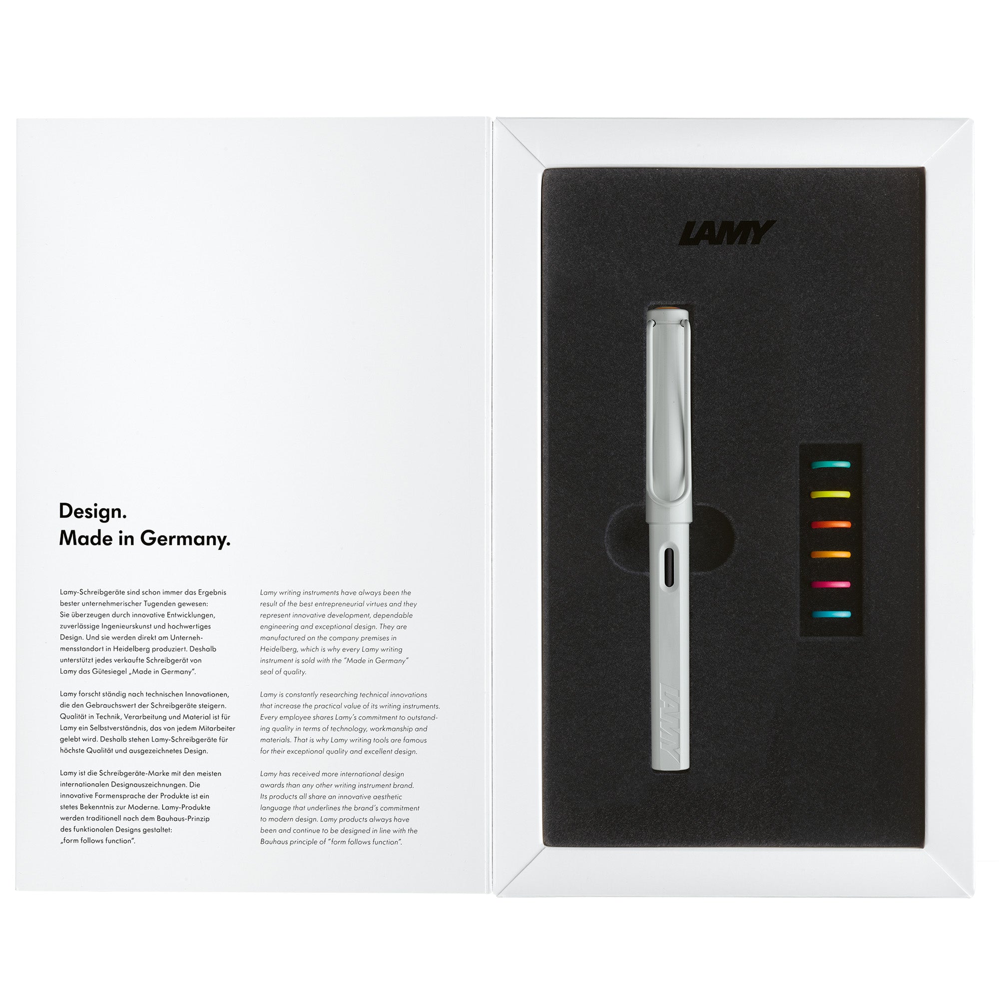 LAMY Safari All White with Multi-Coloured Rings