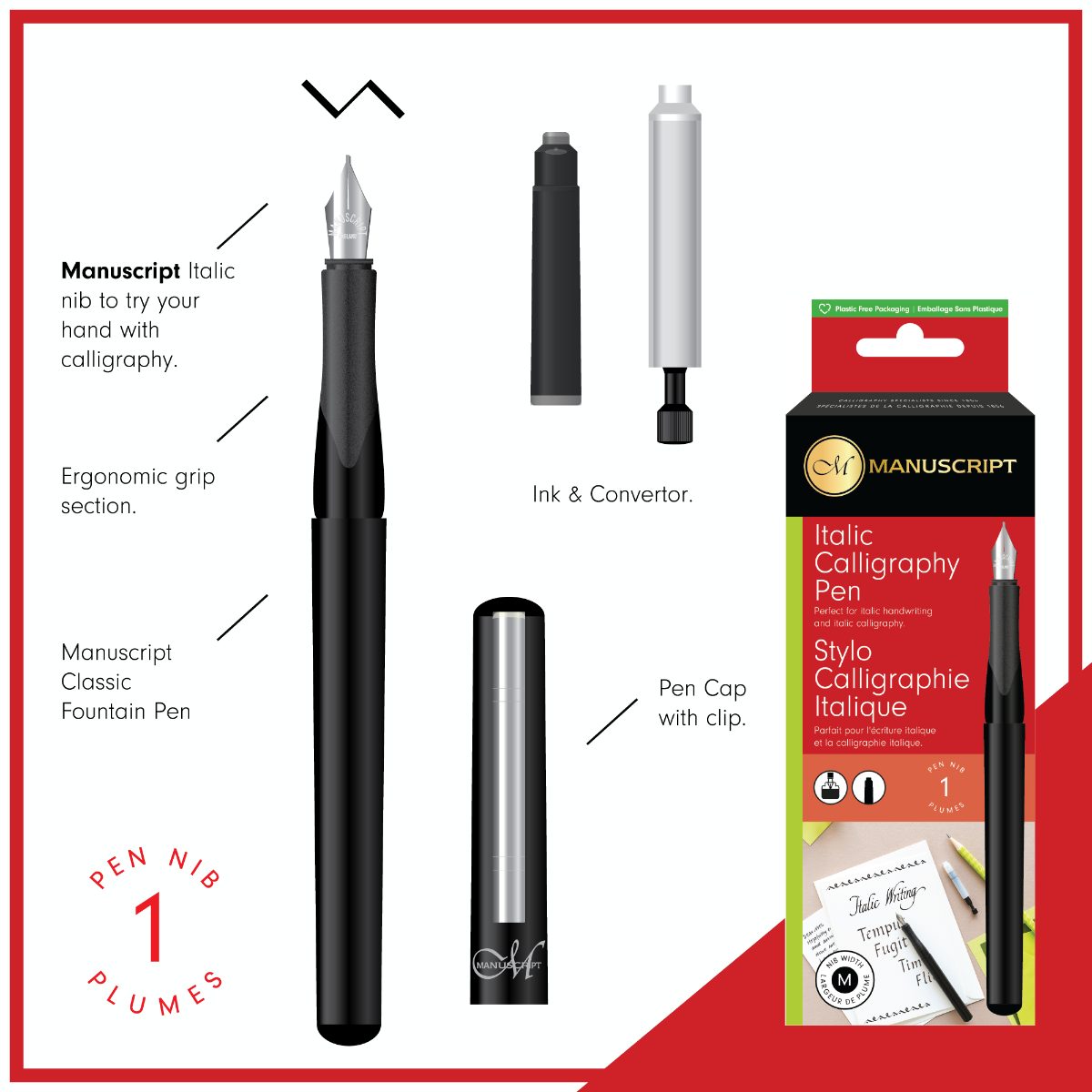 Manuscript Italic Calligraphy Pen Medium