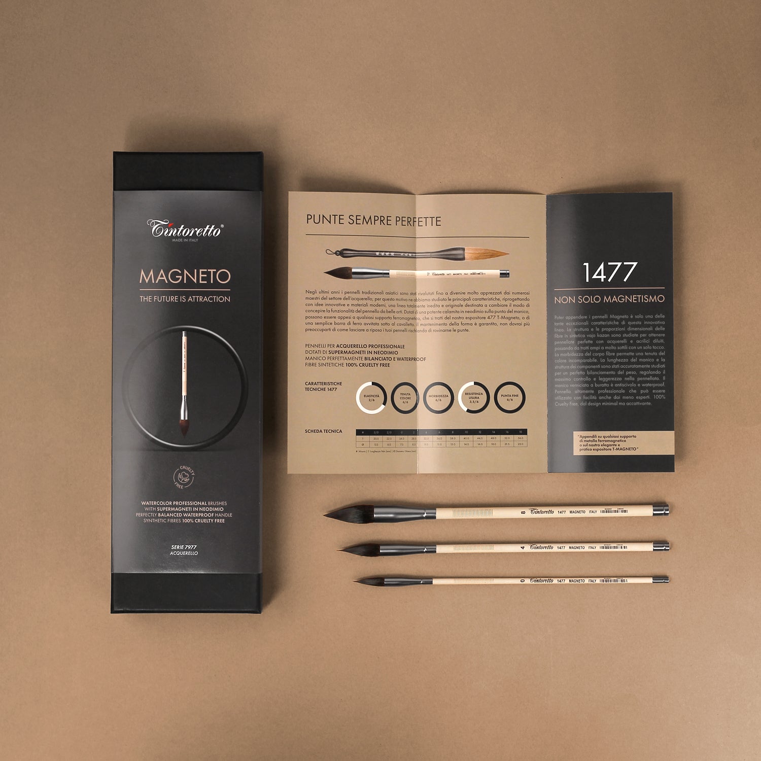 Tintoretto Magneto Watercolour Brush Gift Set (Sizes 0, 4, 8)