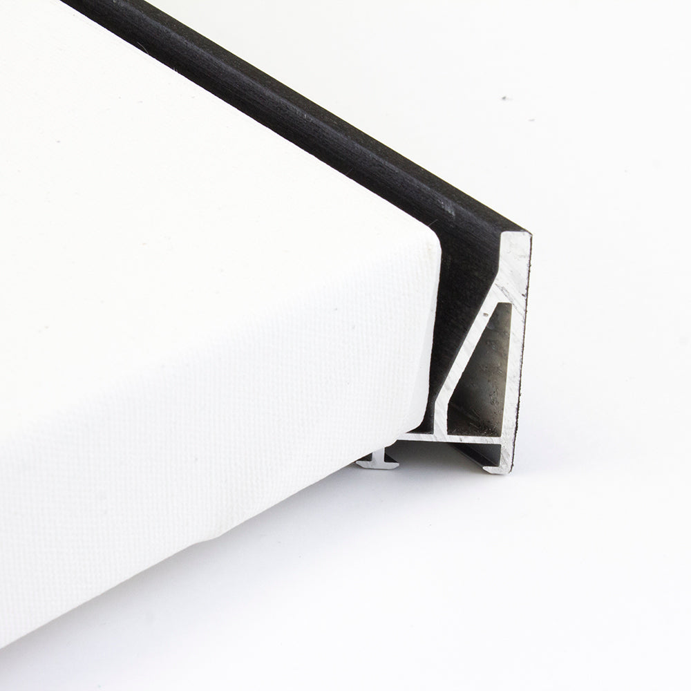 The corner of an Opus Quadra frame, one of our pre-cut framing systems.