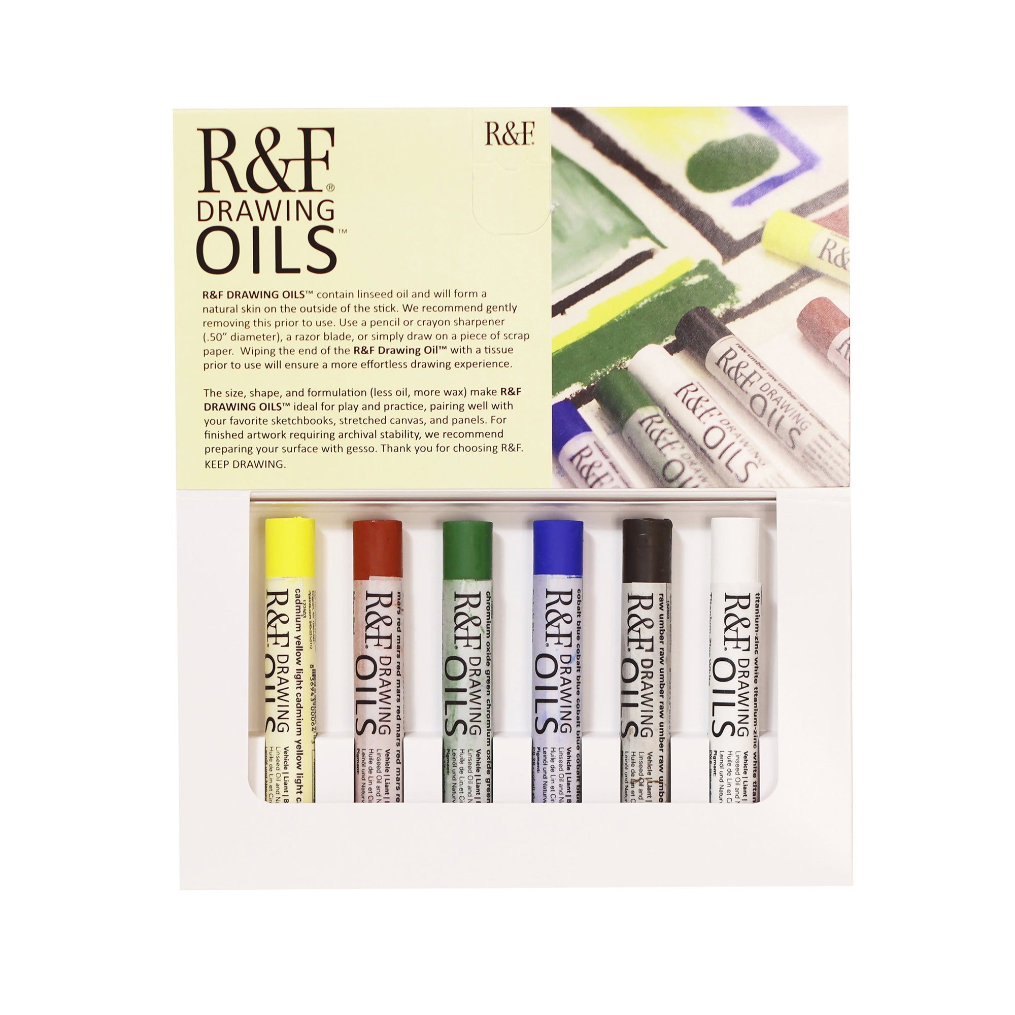 R&F Drawing Oil Color Set of 6 - Introductory