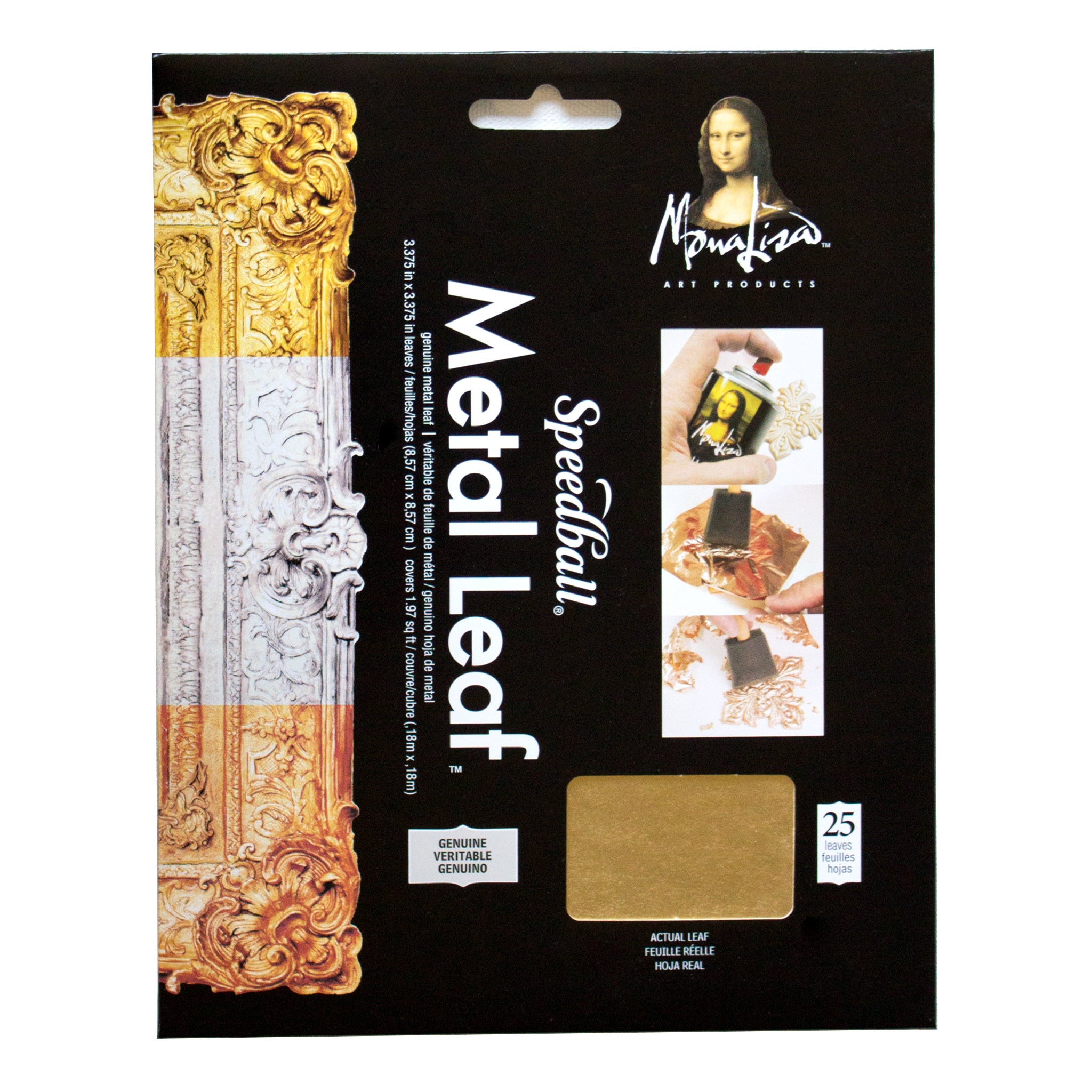 Speedball Mona Lisa Metal Leaf - Pack of 25 23K Gold Leaf 3.375" x 3.375"