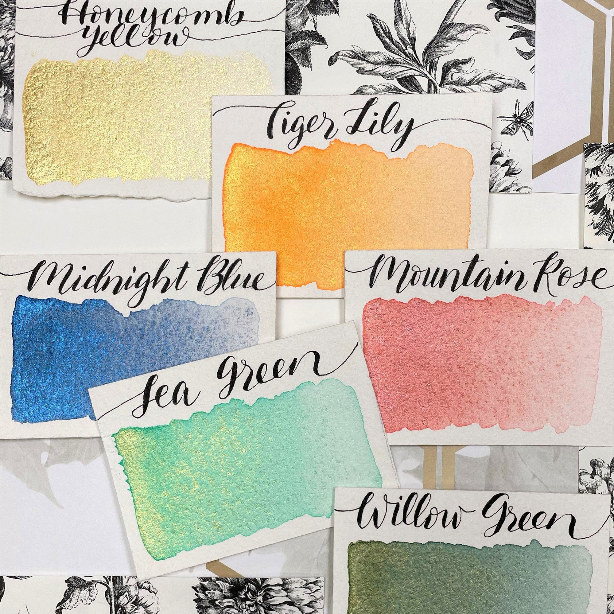 Stoneground Watercolour Half Pan Set of 6 - Pearlescent Sea To Sky Palette