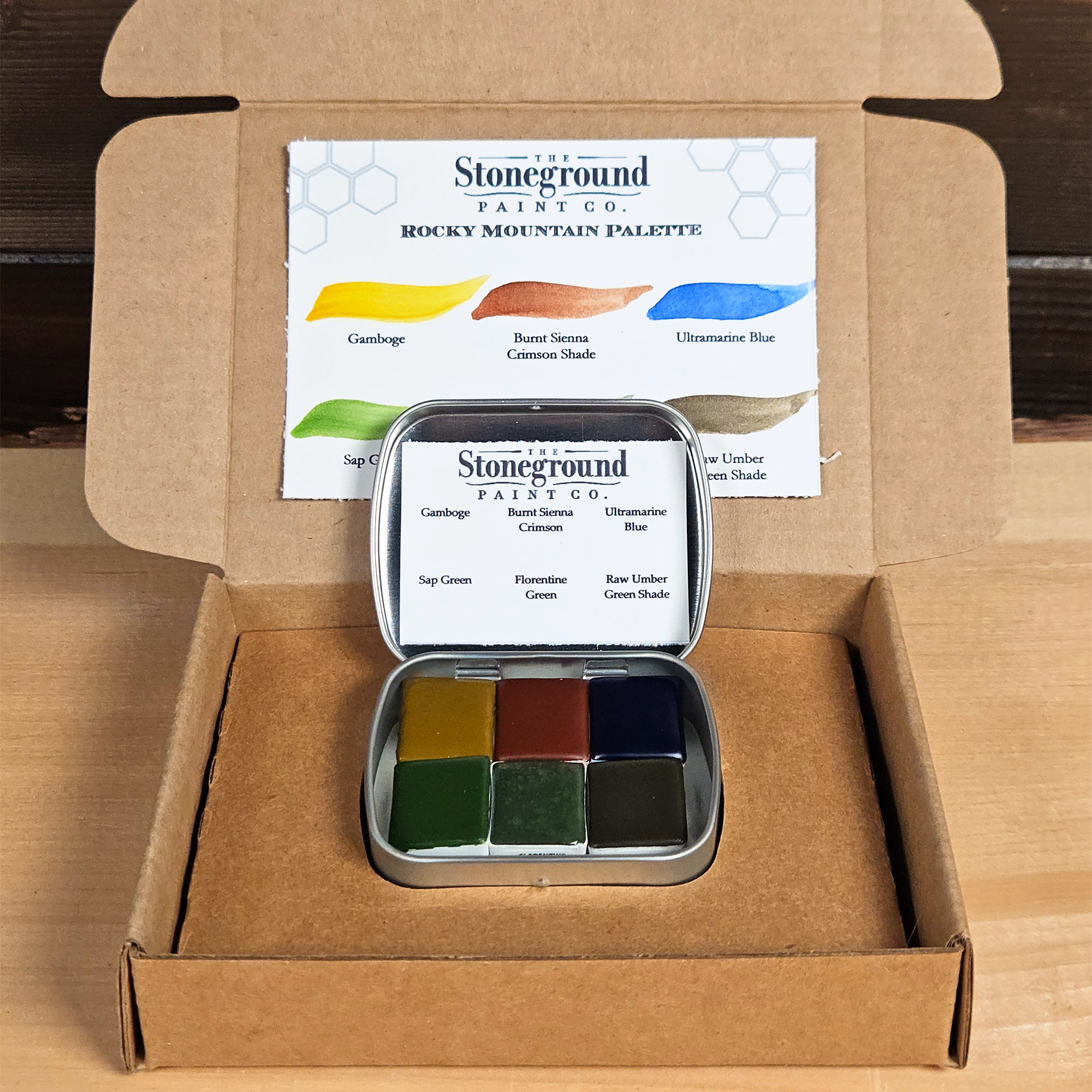 Stoneground Watercolour Half Pan Set of 6 - Rocky Mountain Palette