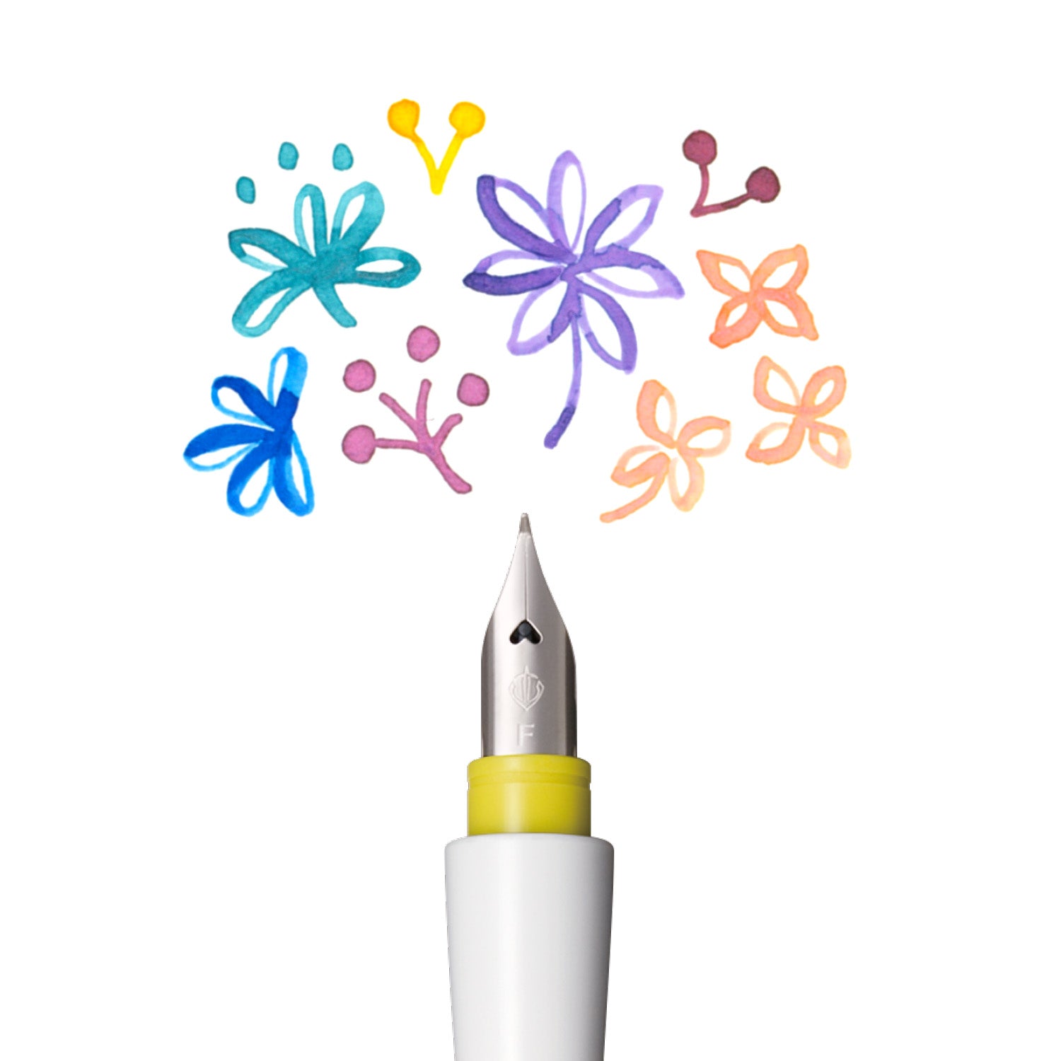 Sailor Hocoro Dip Pen - White Barrel with Fude Nib (Yellow)