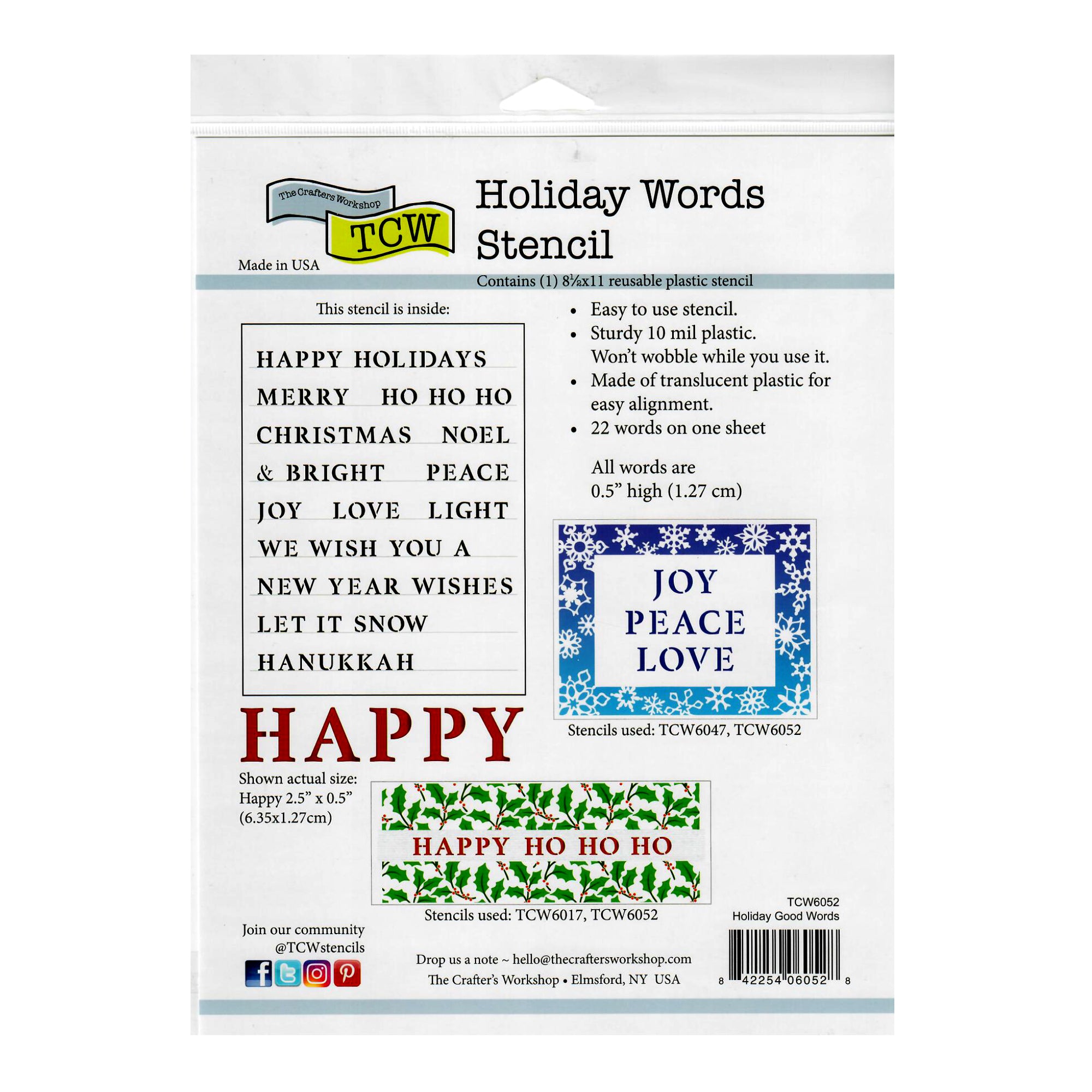 The Crafter's Workshop Stencil 8.5" x 11" - Holiday Good Words
