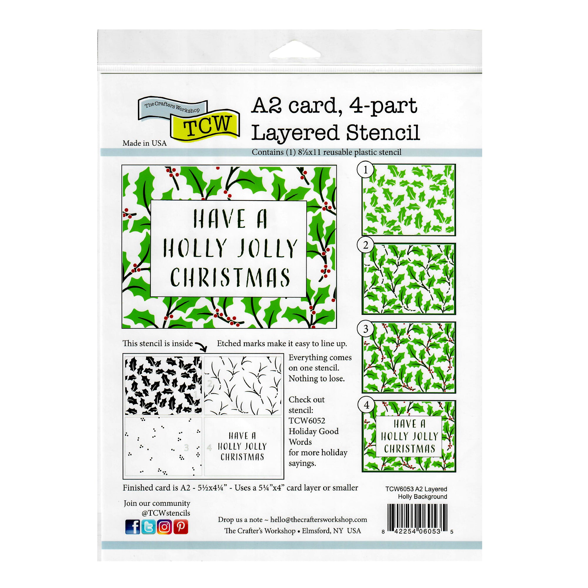 The Crafter's Workshop Stencil 8.5" x 11" - Layered Holly Background