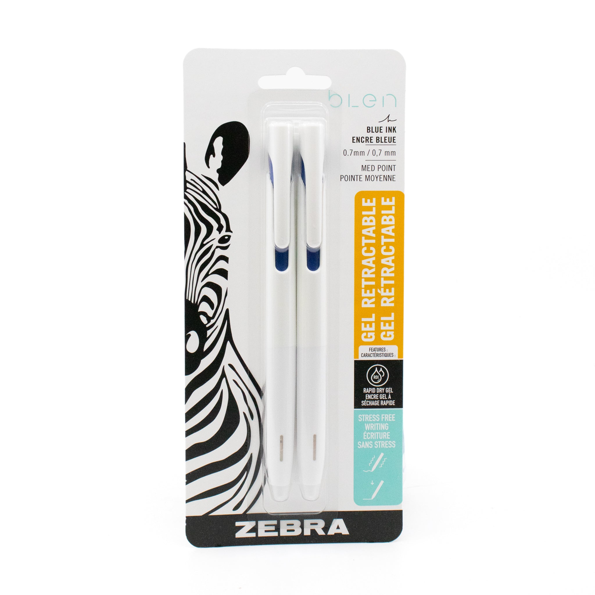 Zebra bLen Retractable Gel Pen Pack of 2 - 0.7mm Blue