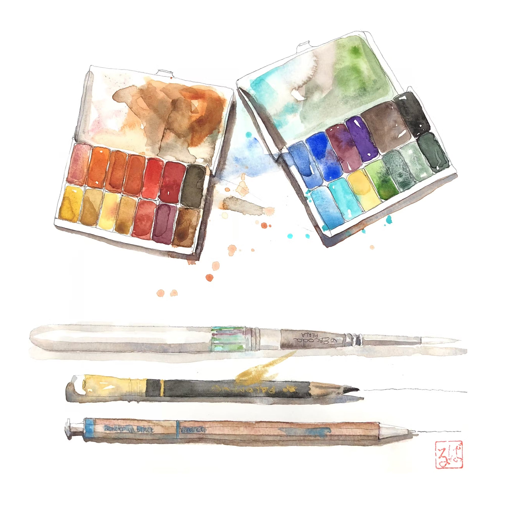 Art Toolkit Pocket Palette with Assorted Pans - Silver