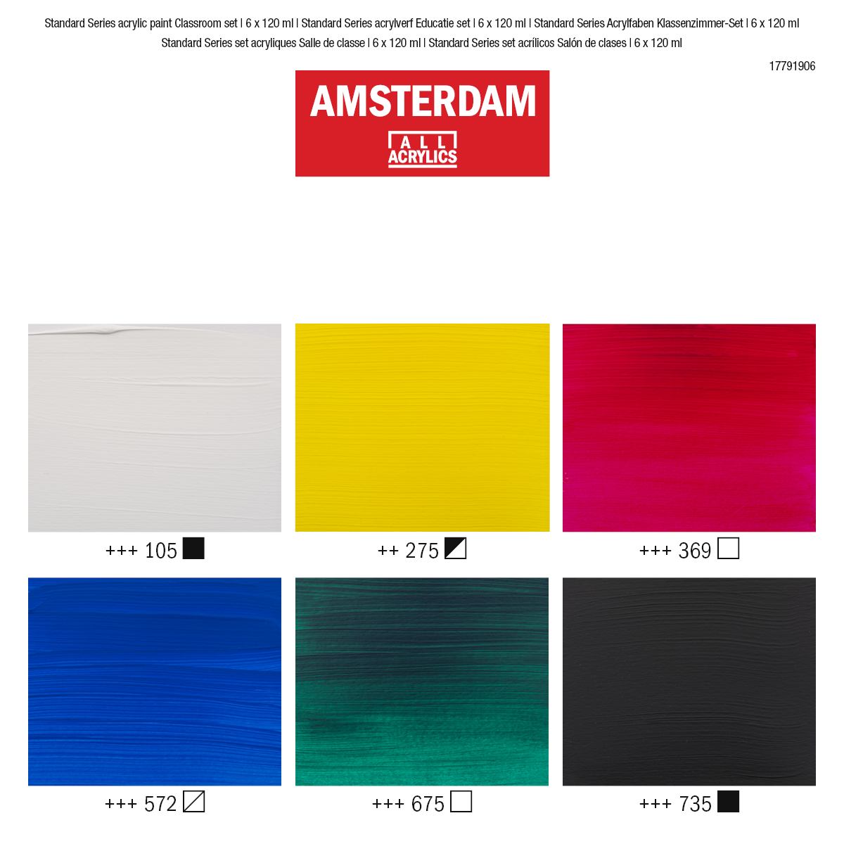 Amsterdam Standard Series Acrylic - Classroom Set of 6 x 120ml