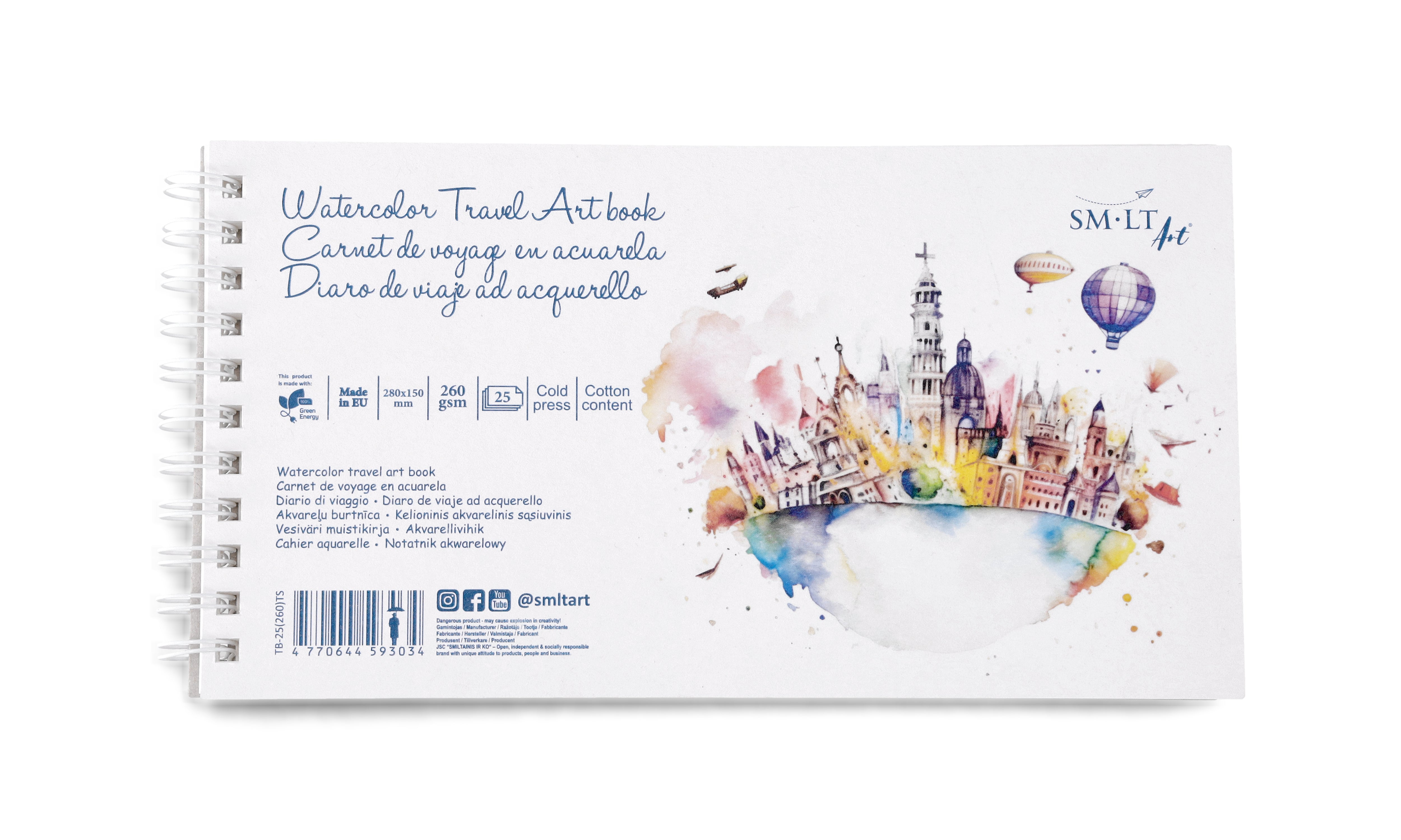 SM•LT Travel Art Book Watercolor 6" x 11"