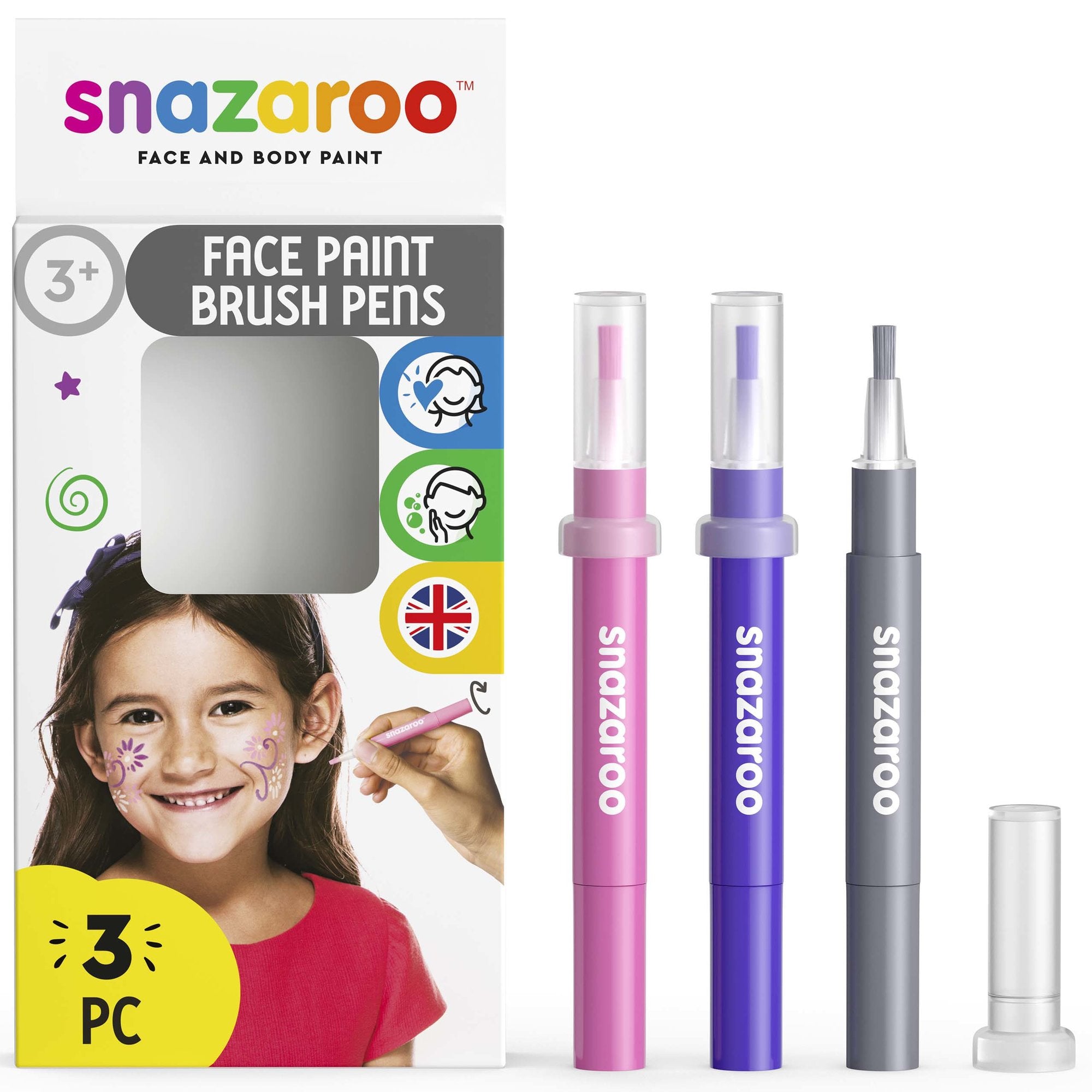 Snazaroo Face Paint Brush Pen Set of 3 Fantasy Pack