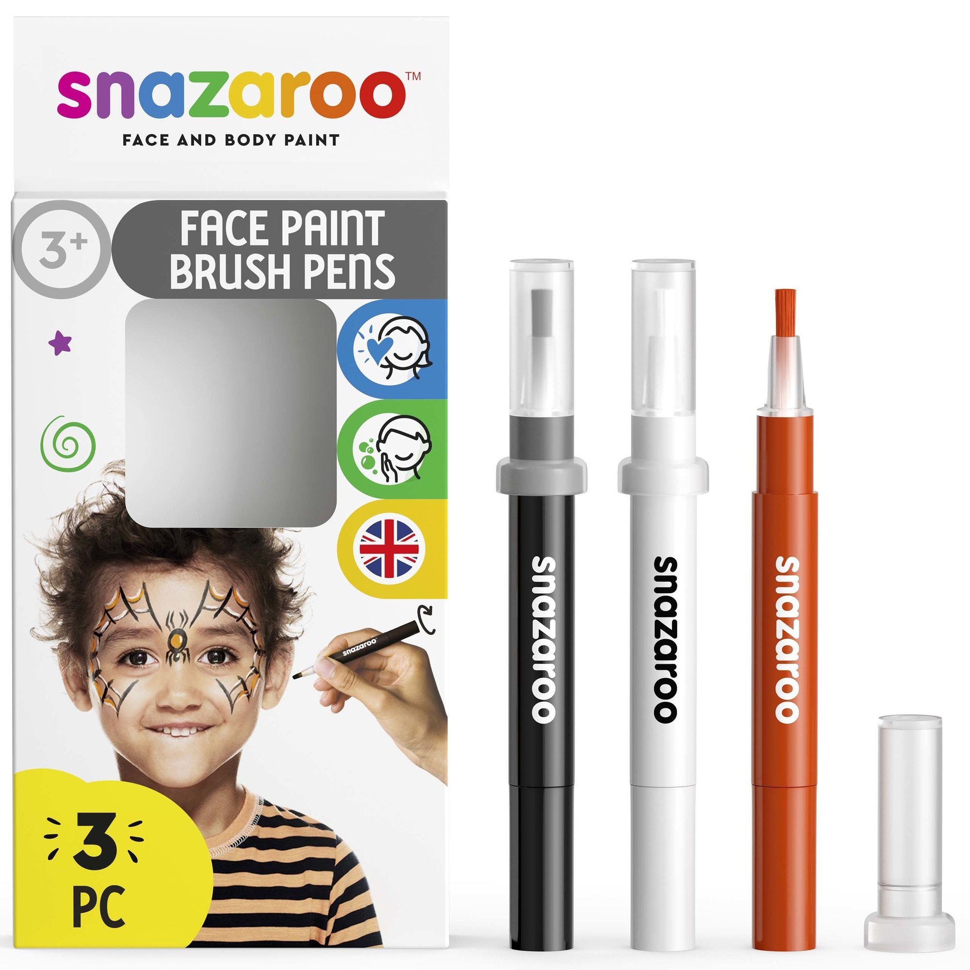 Snazaroo Face Paint Brush Pen Set of 3 Halloween Pack