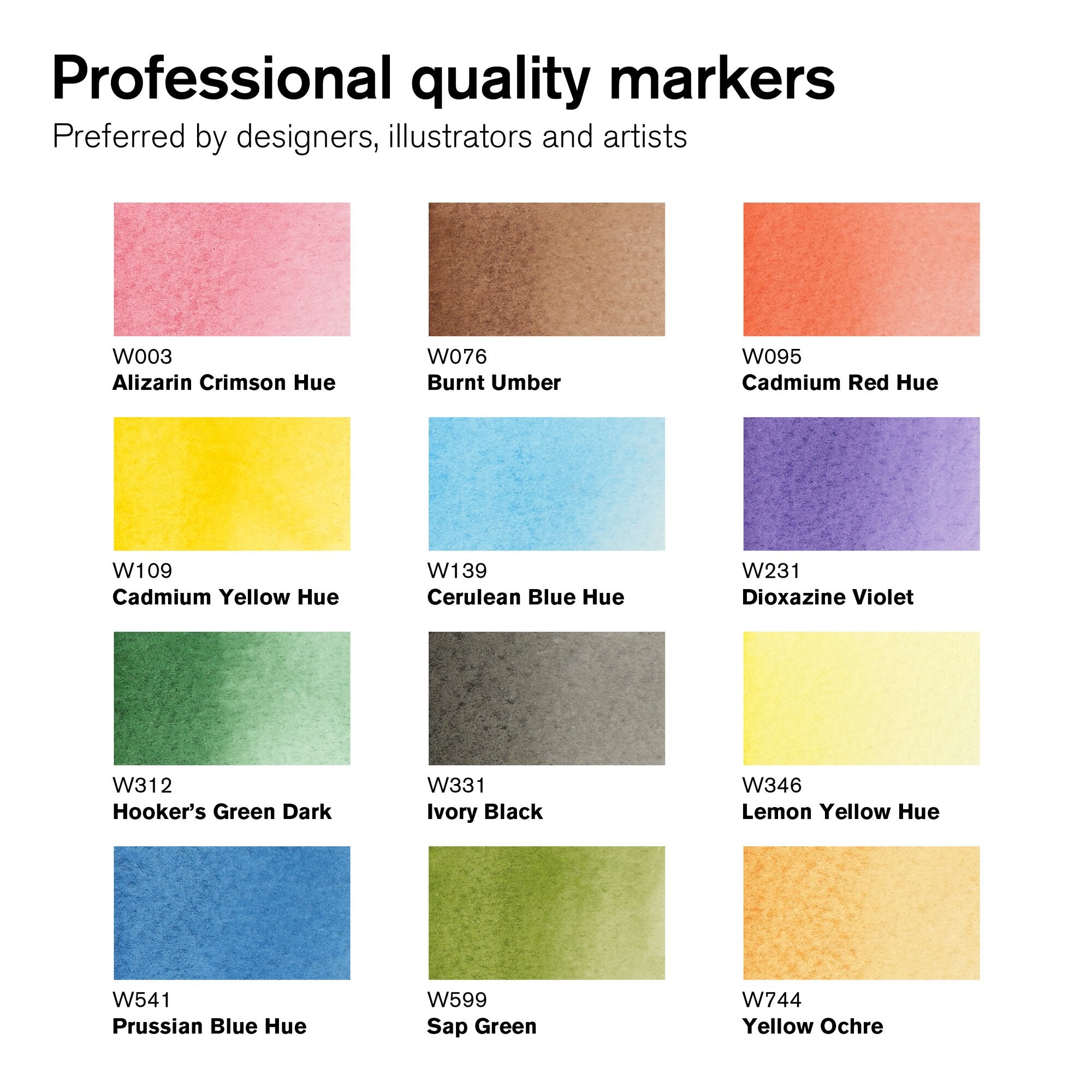 Winsor & Newton Promarker Watercolour Set of 12 Basic
