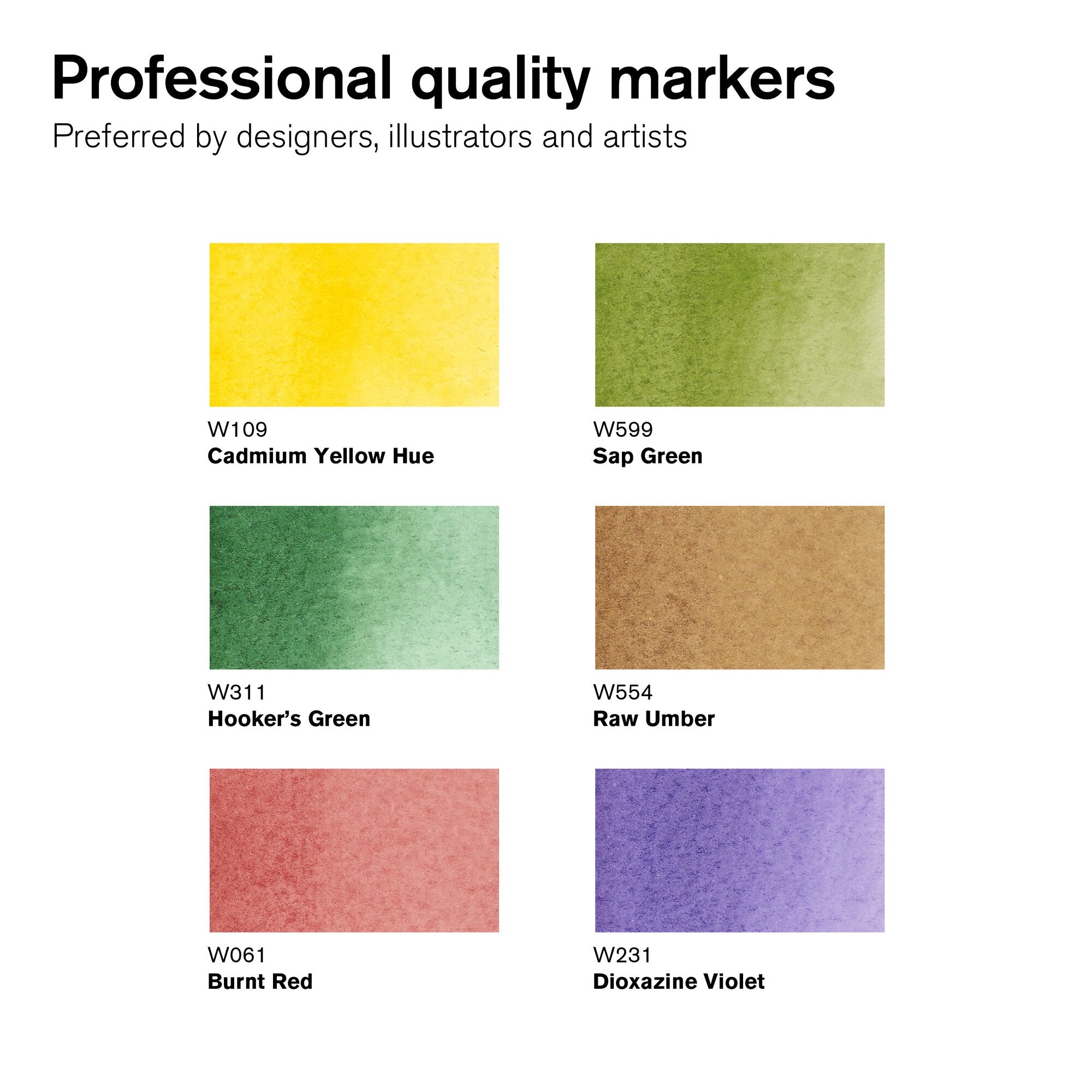 Winsor & Newton Promarker Watercolour Set of 6 Foliage