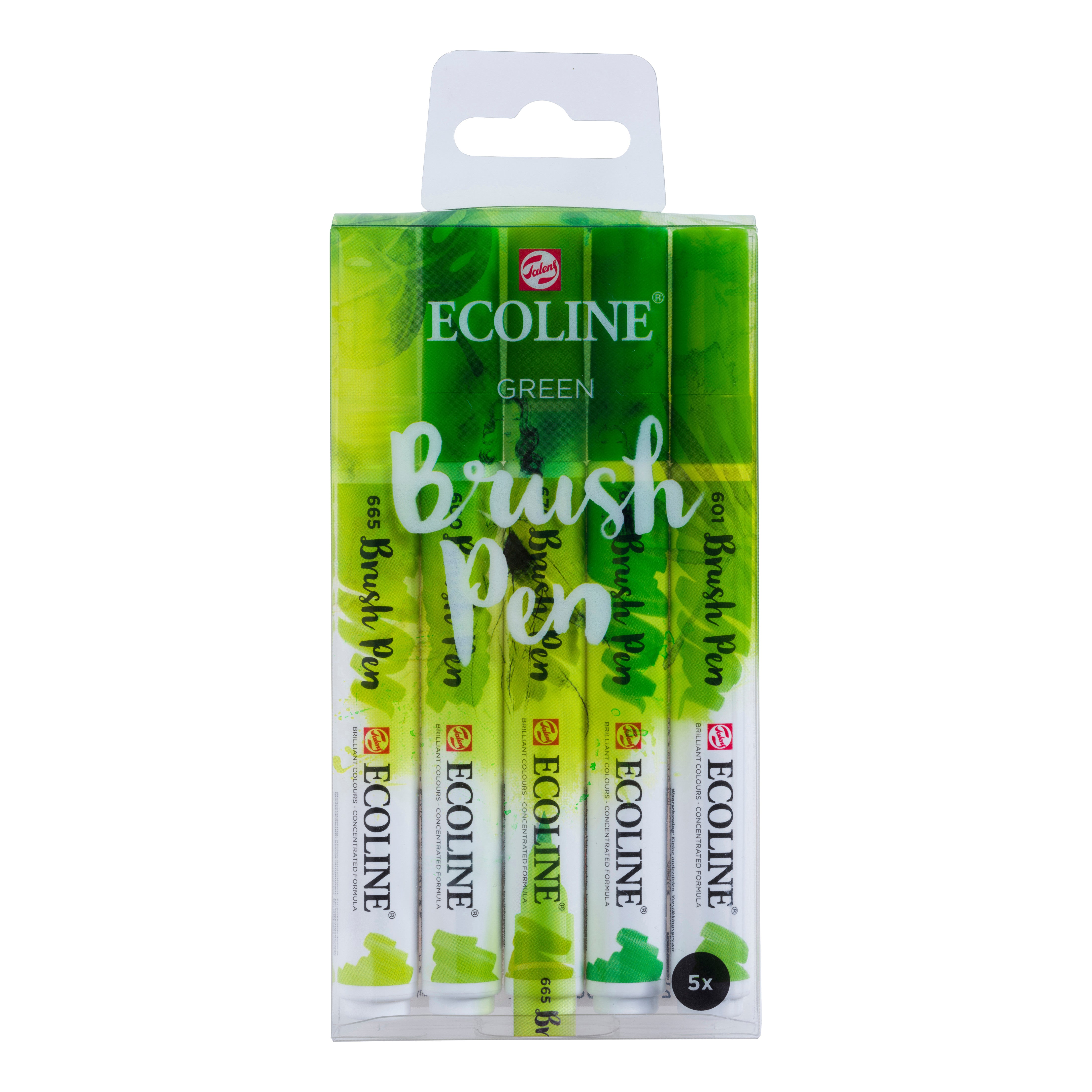 Ecoline Brush Pen Green Set of 5