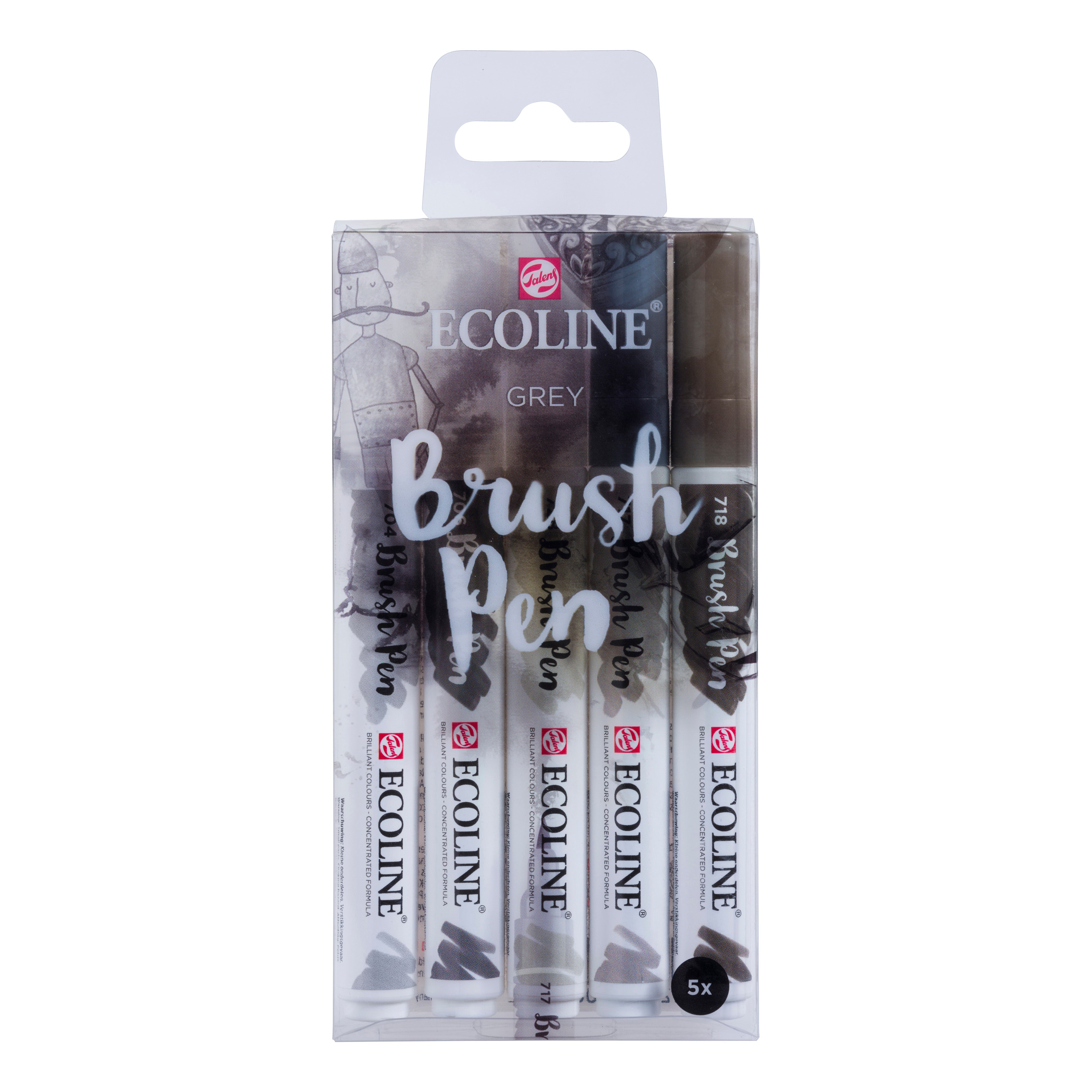 Ecoline Brush Pen Grey Set of 5